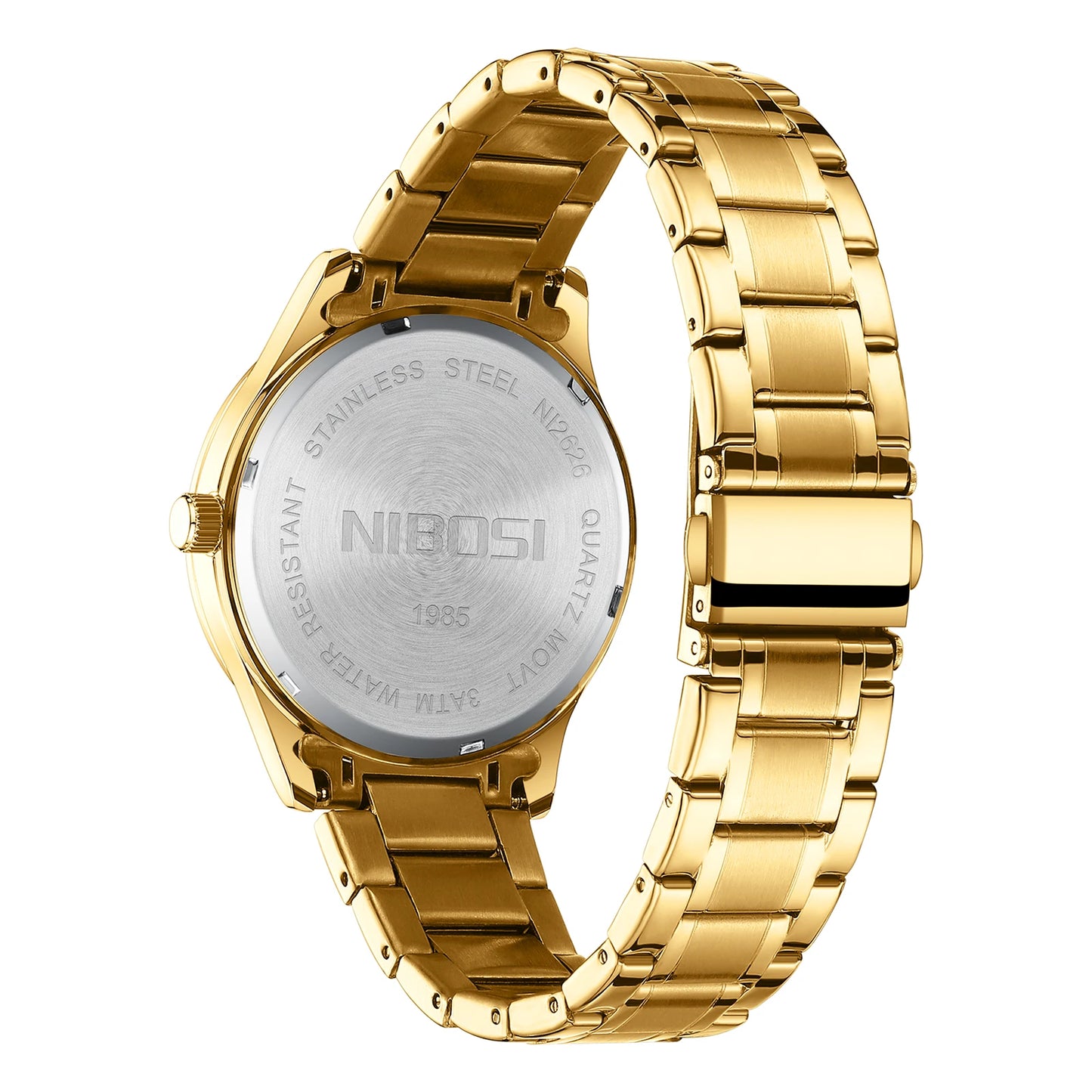 Nibosi 2626 Men's Stainless Steel Quartz Watch Waterproof Business Wristwatches Custom Logo Analog Display Glass Relojes Hombre