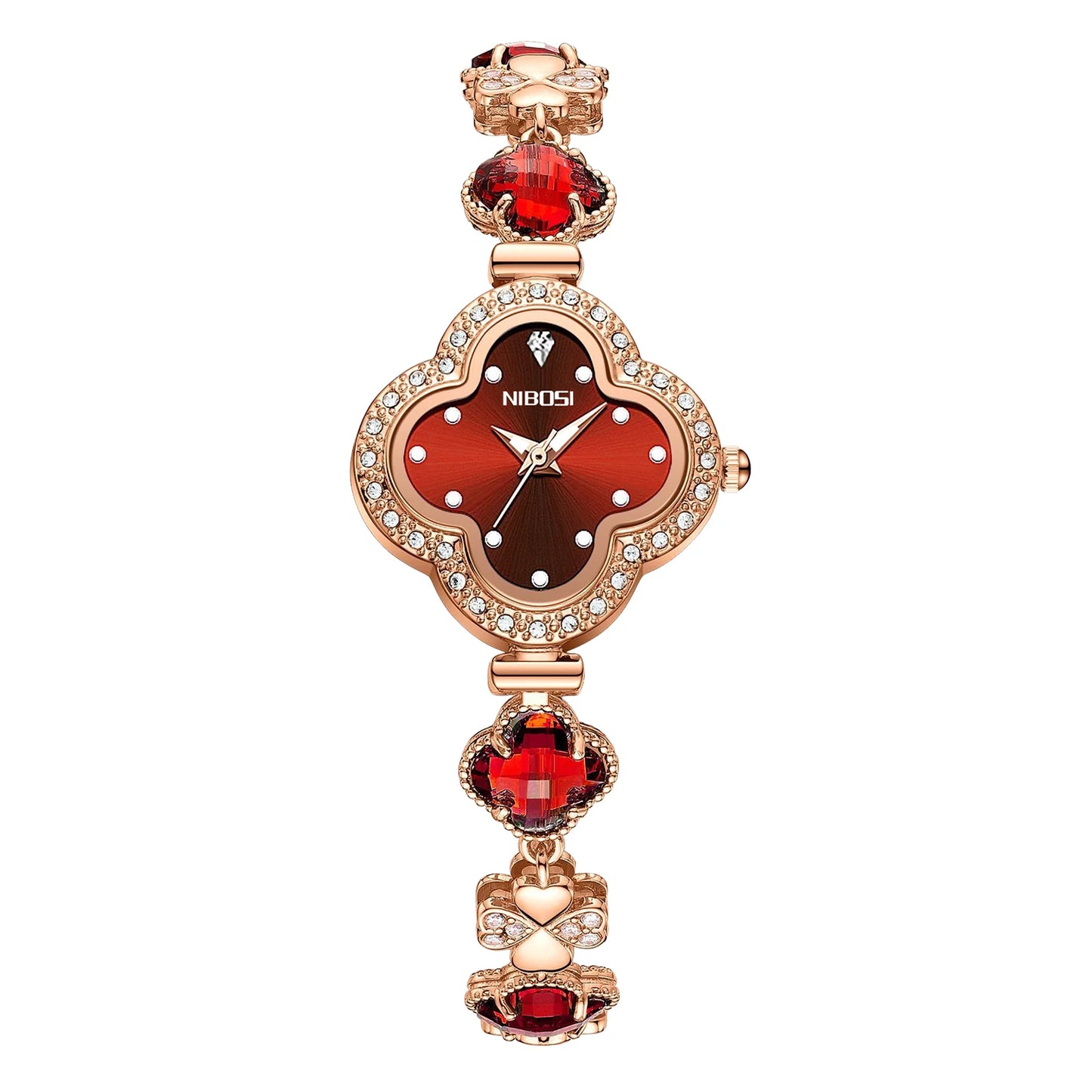 NIBOSI 2617L Four-leaf Bracelet Lady Watches Luxury Design 2023 Vintage Women Watch