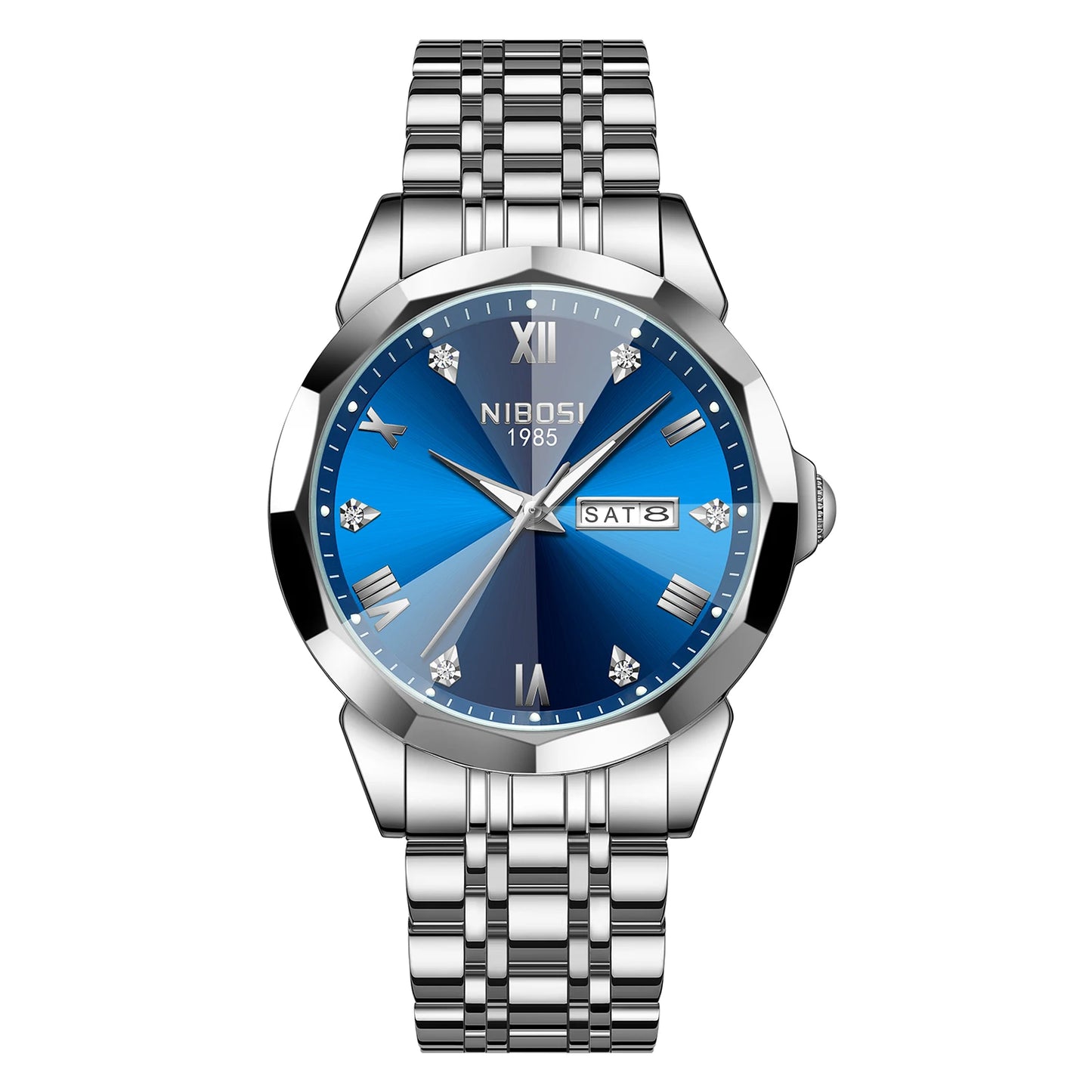 2623 Men's Luxury Stainless Steel Band Quartz Watch Waterproof Luminous Business Wristwatch with Dial Mechanical Type for Men