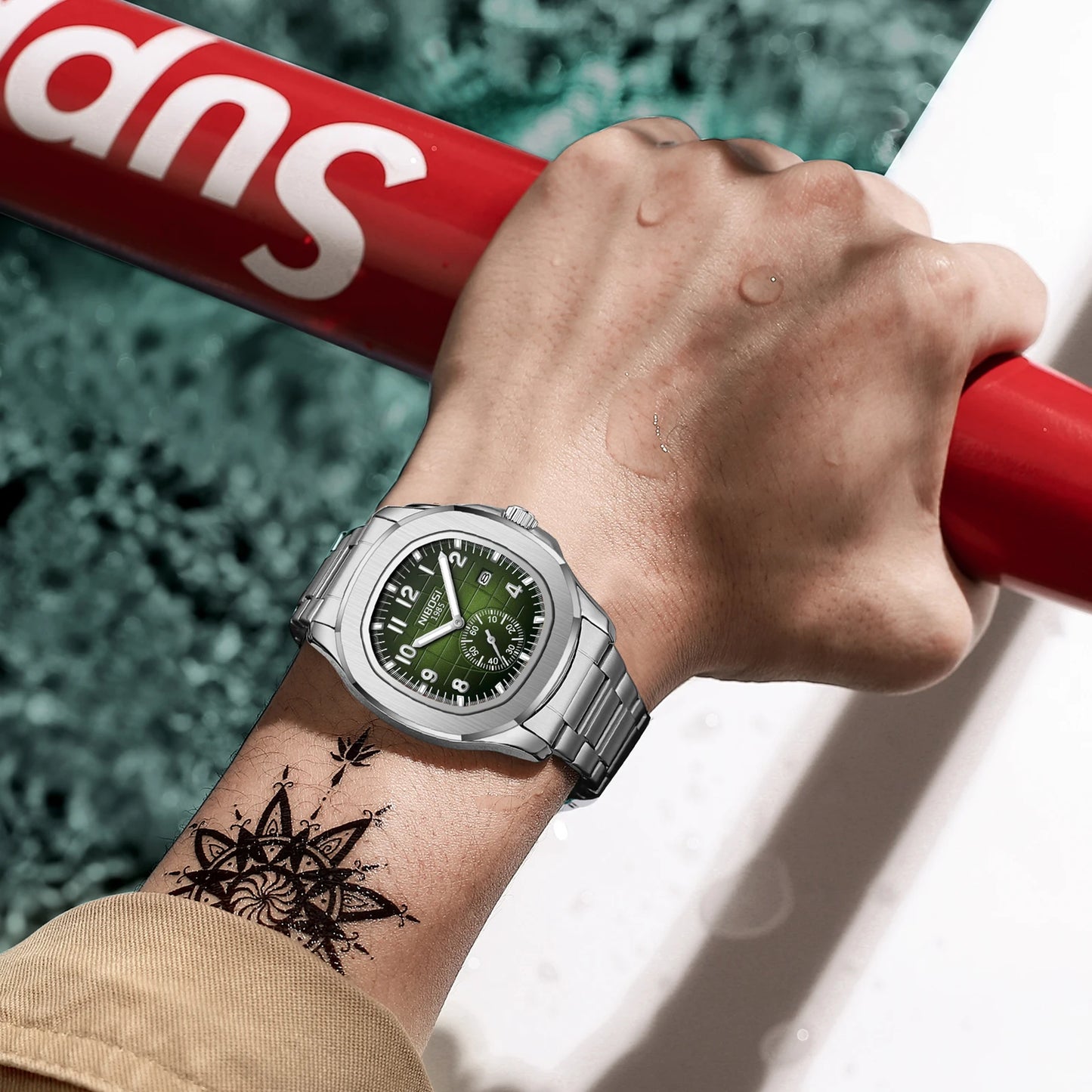 NIBOSI 2653 Classic Quartz Date Men Wristwatches Square Alloy Wrist Watch Minimalist Custom Logo Watch for Men Relojes Hombre