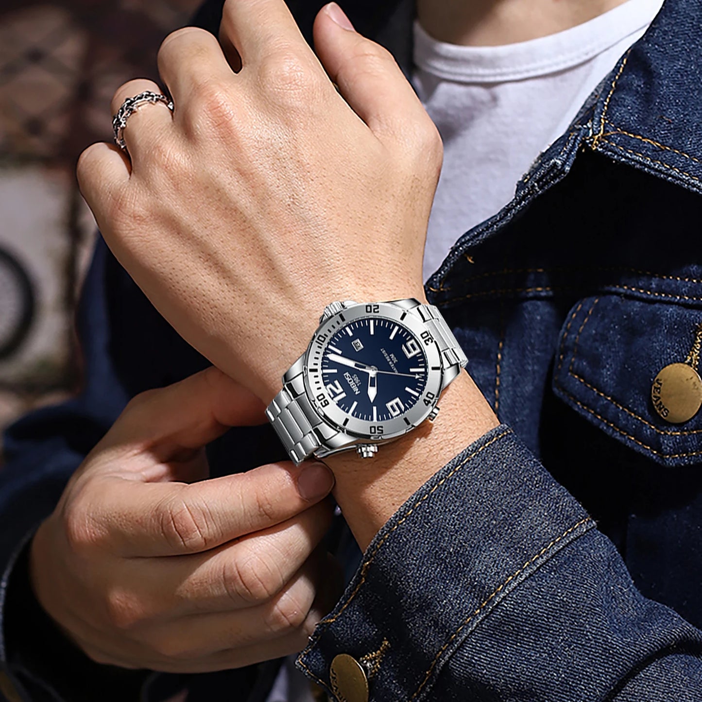 NIBOSI 2589 Watches Wholesale Economic Waterproof Quartz Watch Men Fashion Stainless Steel Strap Wristwatch