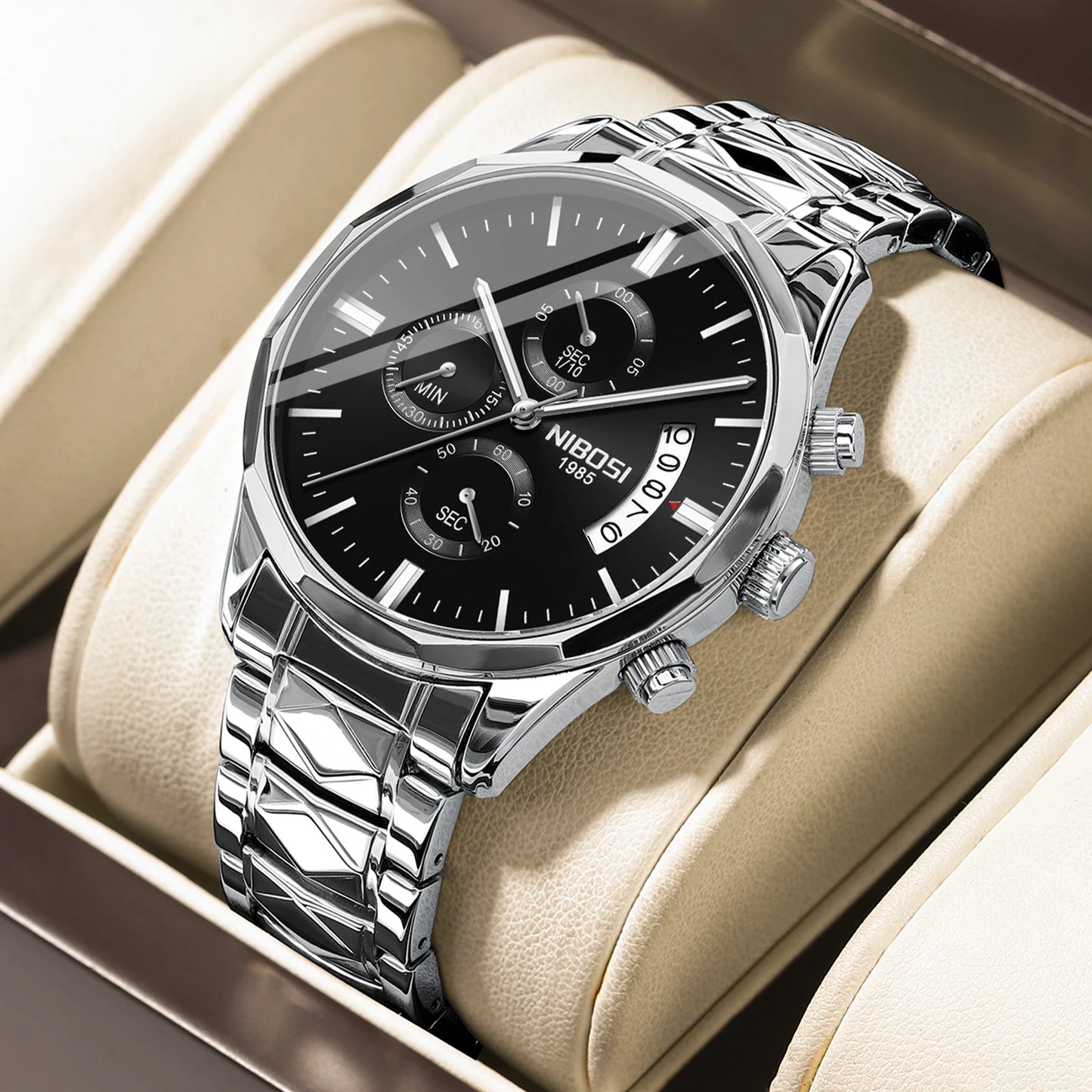 Oem Watch Supplier NIBOSI Fashion Men Business Quartz Clock Luxury Brand Analog Chronograph Quality Water Resistant WristWatch