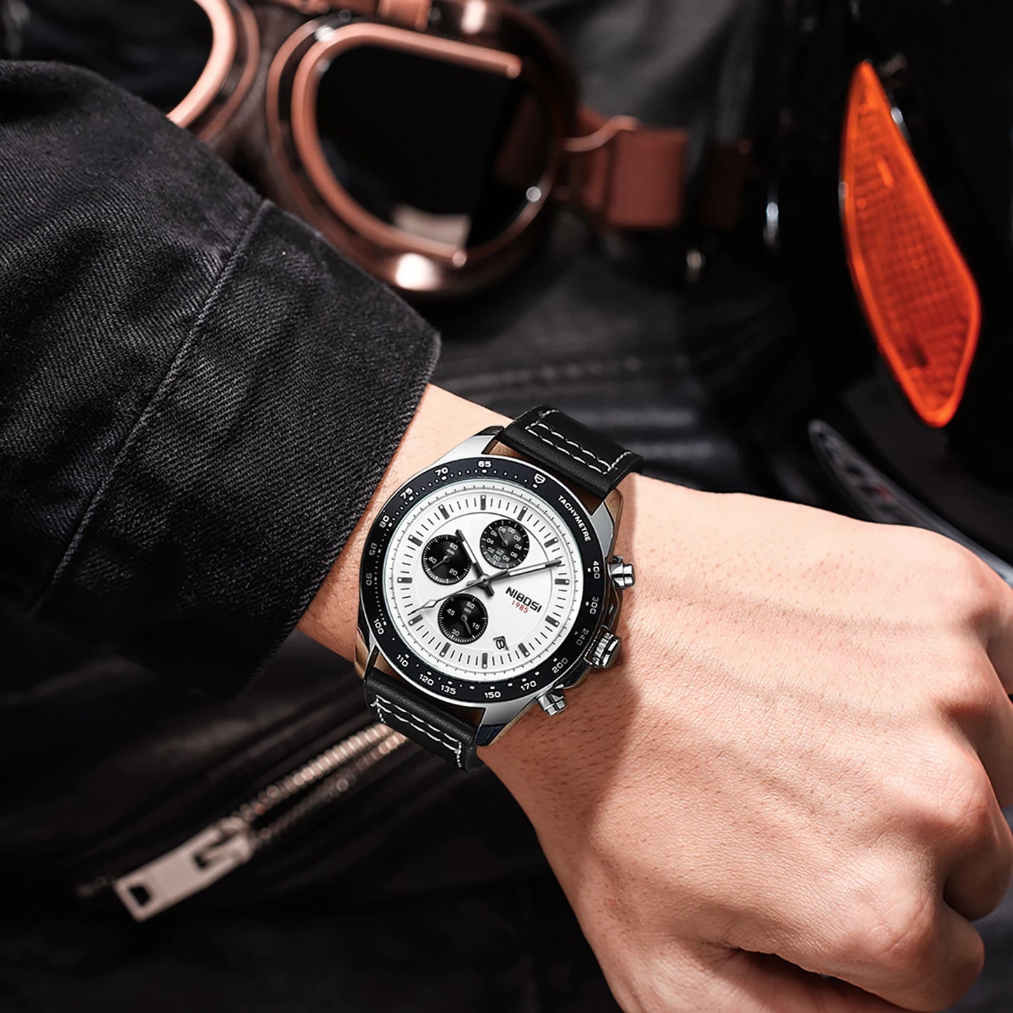 NIBOSI 2636 Men's Three-eye Business Quartz Watch Cross-border Solid Steel Band Fashion Watches Luxury Men's Wristwatch