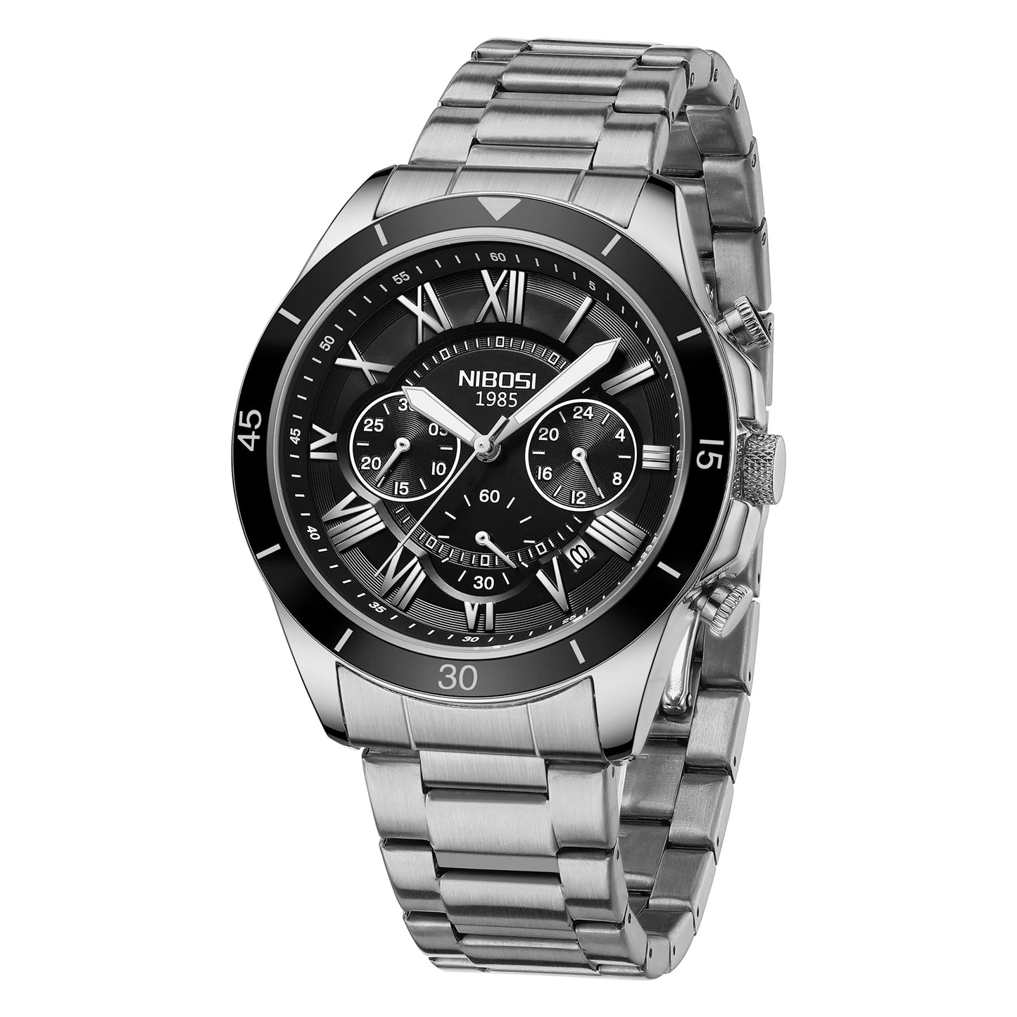 Wholesale Factory NIBOSI 2652 Mens Blue Leather Strap Quartz Wrist Watch Brand New Hot Handwatch for Men