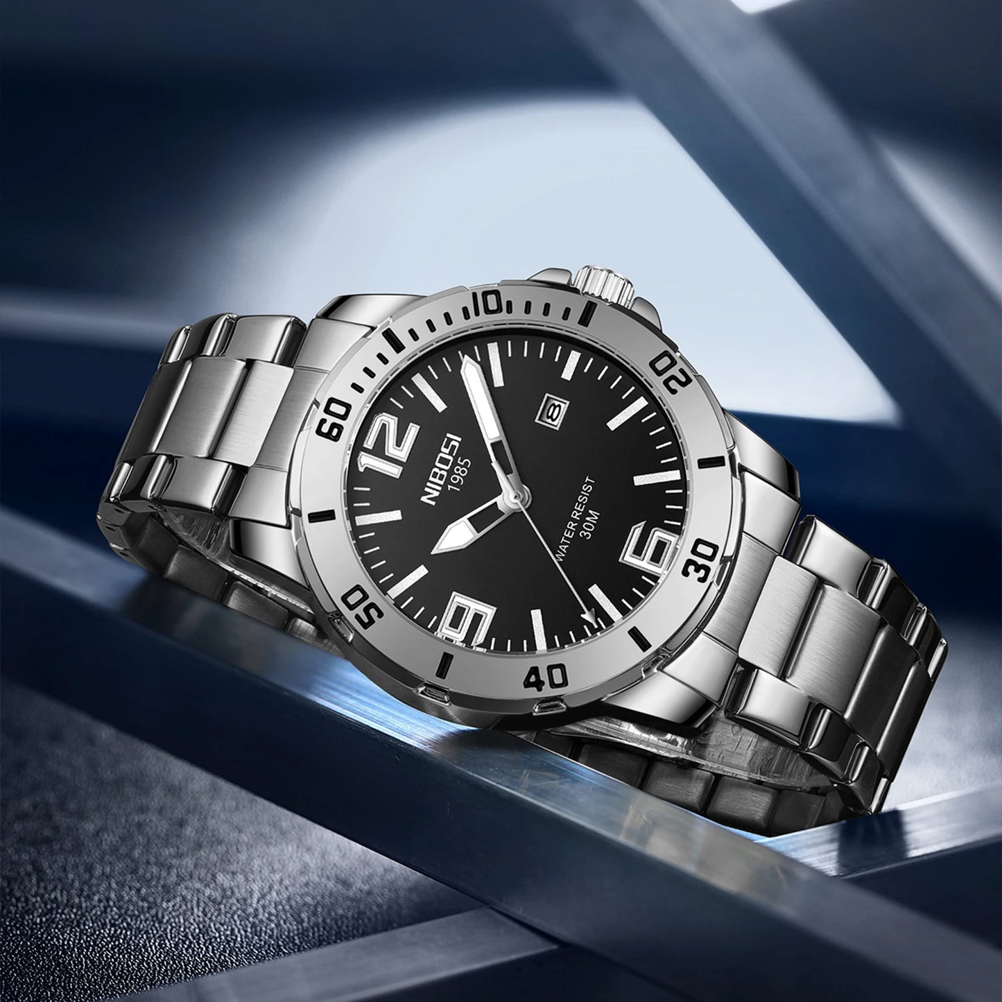 NIBOSI 2589 Watches Wholesale Economic Waterproof Quartz Watch Men Fashion Stainless Steel Strap Wristwatch