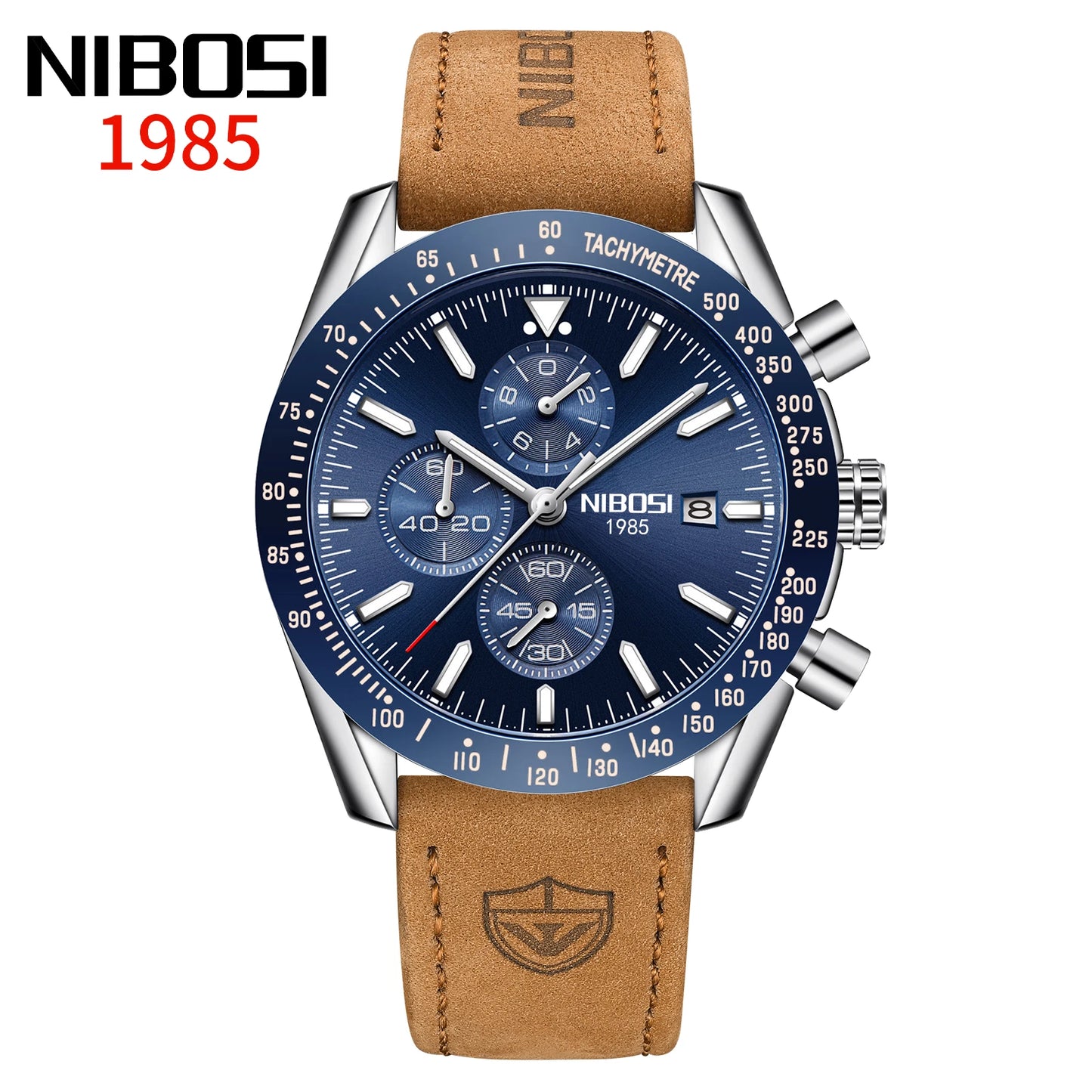 NIBOSI 2615 Chronograph Auto Date Waterproof Luminous Hands Quartz Watch With Small Three Needle