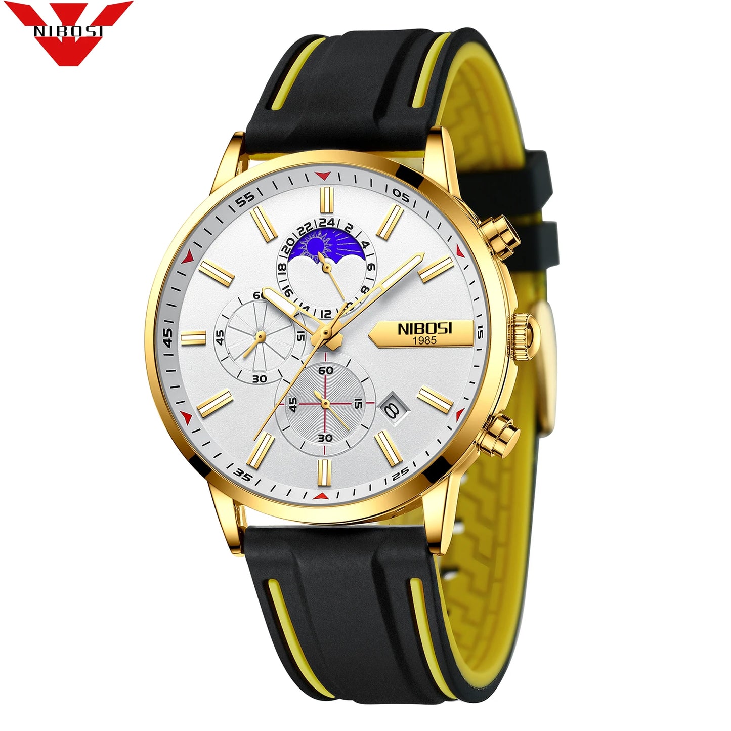 NIBOSI 2501 Sport Chronograph Mens Watches Top Brand Luxury Quartz Clock Waterproof Luminous Watch Men Relogio Masculino