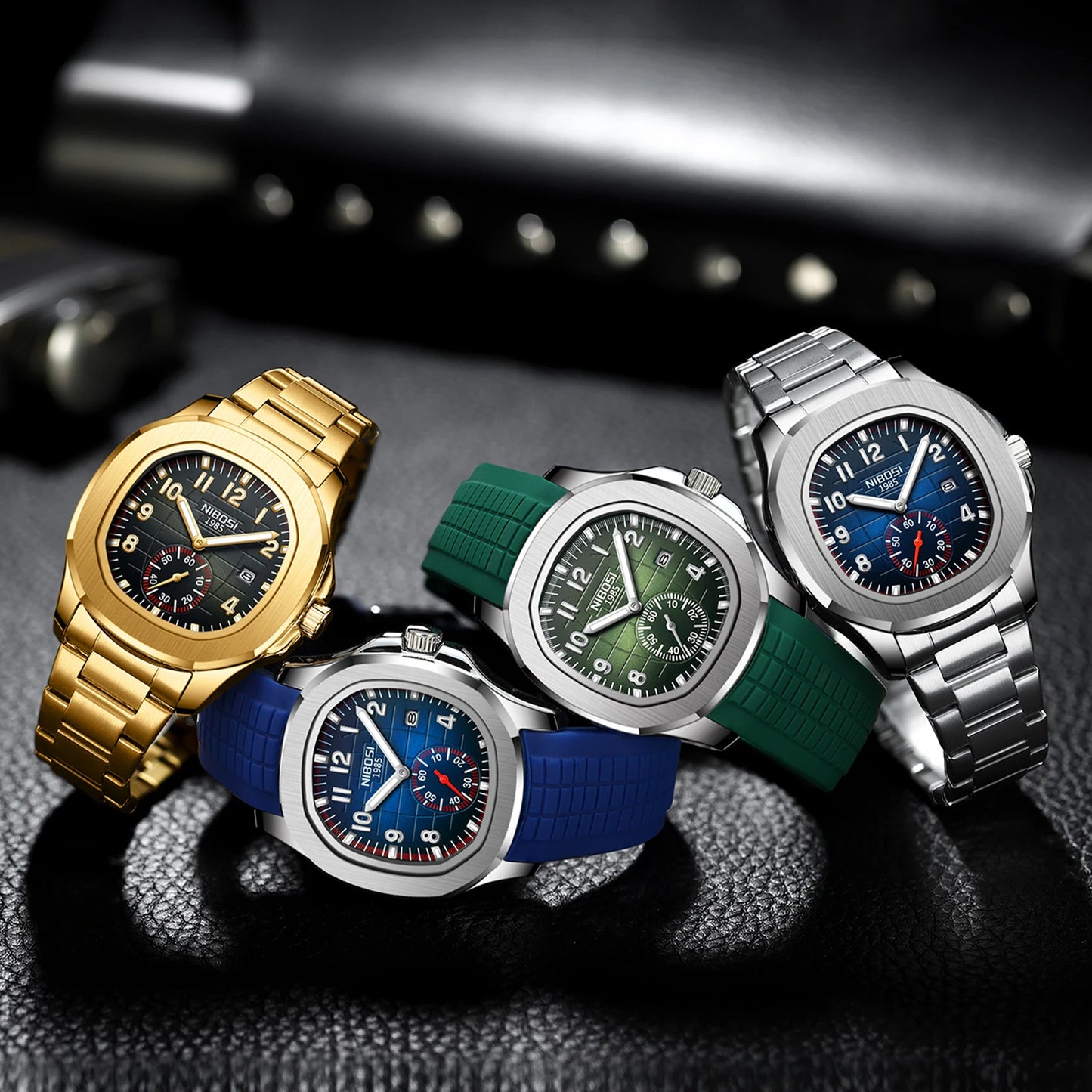 NIBOSI 2653 Classic Quartz Date Men Wristwatches Square Alloy Wrist Watch Minimalist Custom Logo Watch for Men Relojes Hombre