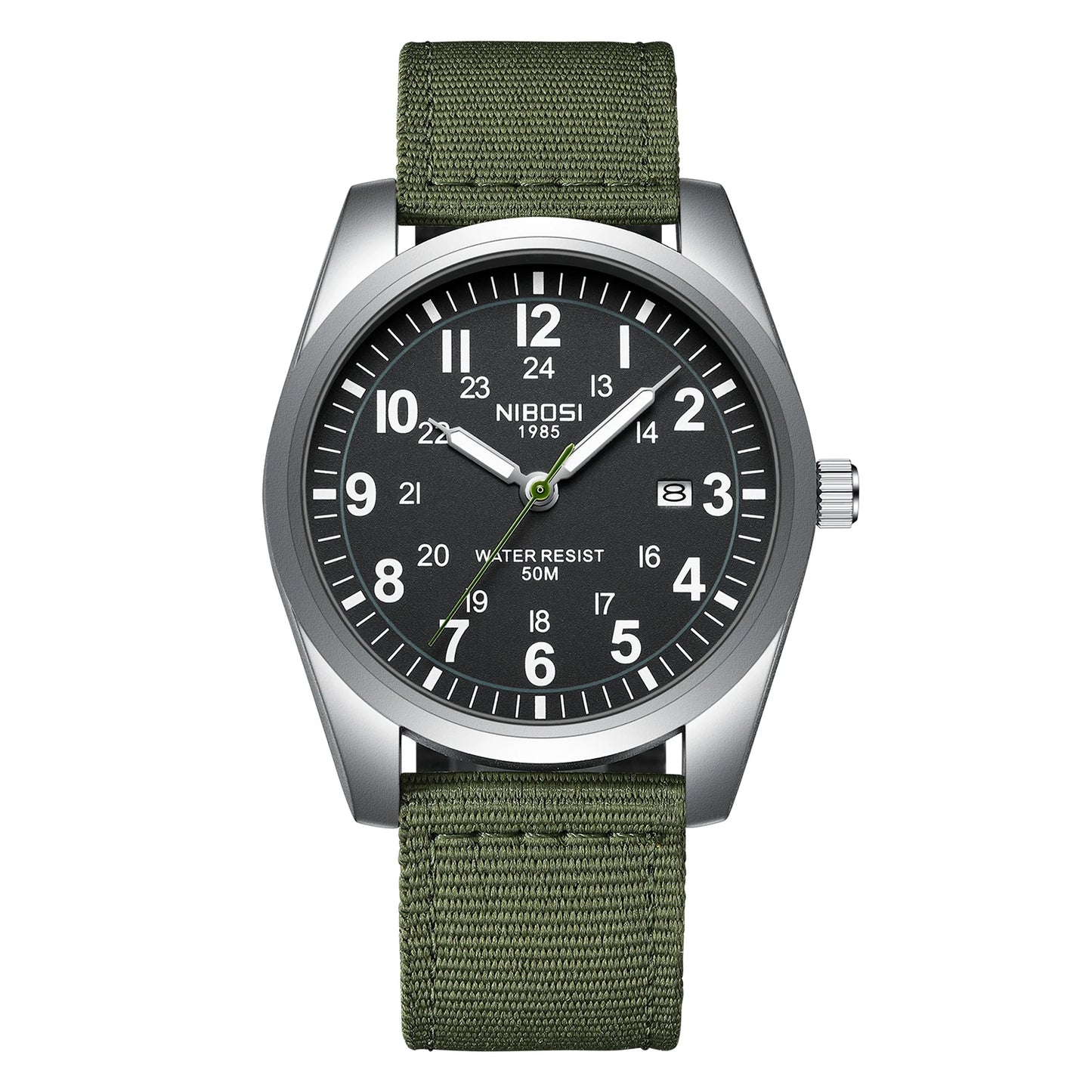 China NIBOSI 2639 Nylon Strap Wrist Watches Calendar Waterproof Sports Watch Mens Classic Mountaineering Style Watch
