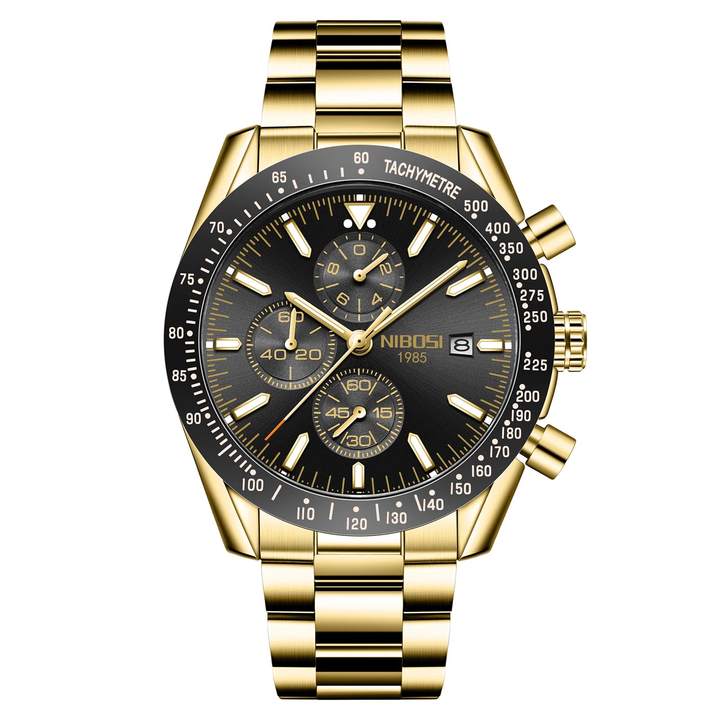 NIBOSI 2615 Chronograph Auto Date Waterproof Luminous Hands Quartz Watch With Small Three Needle