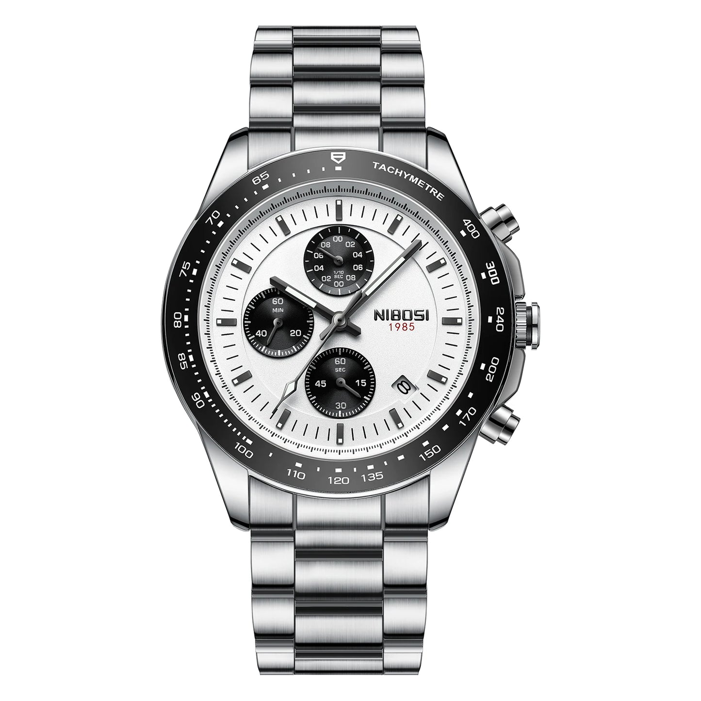 NIBOSI 2636 Men's Three-eye Business Quartz Watch Cross-border Solid Steel Band Fashion Watches Luxury Men's Wristwatch
