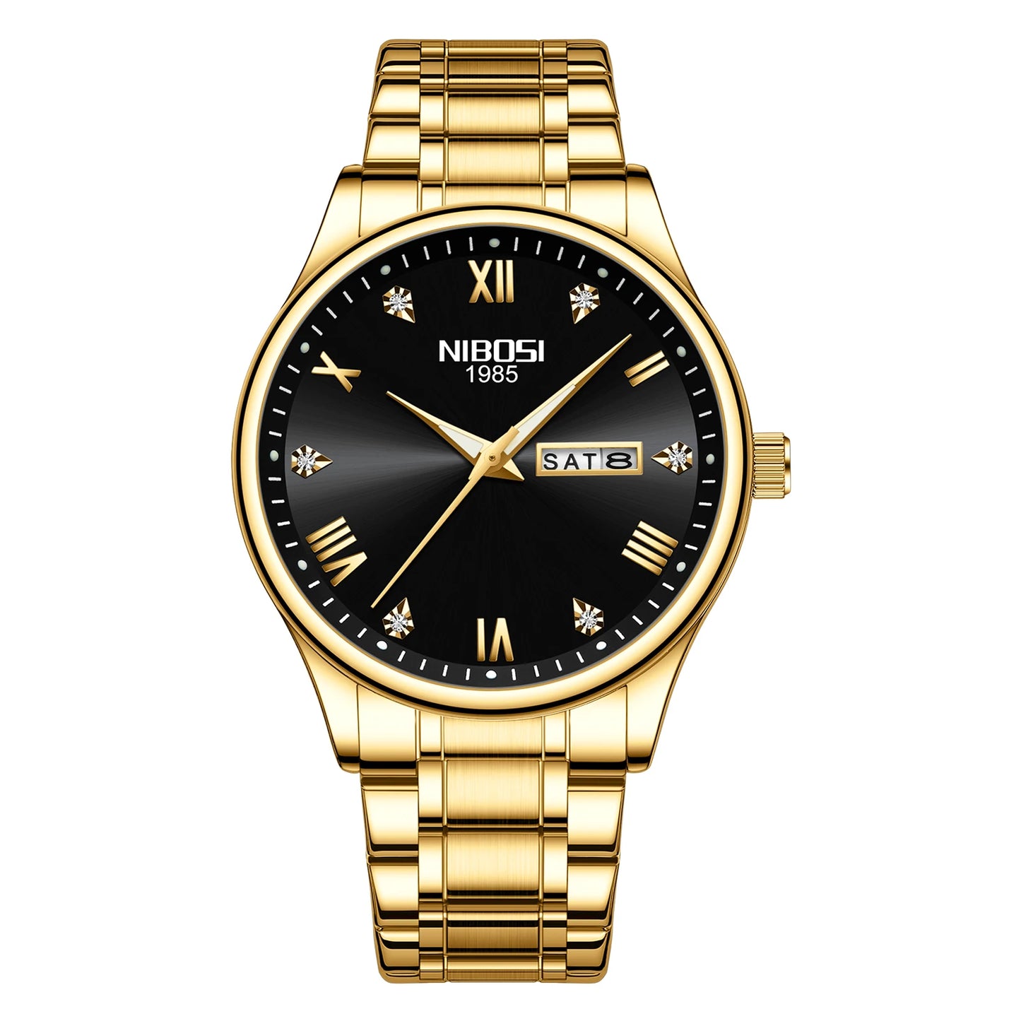 Nibosi 2626 Men's Stainless Steel Quartz Watch Waterproof Business Wristwatches Custom Logo Analog Display Glass Relojes Hombre