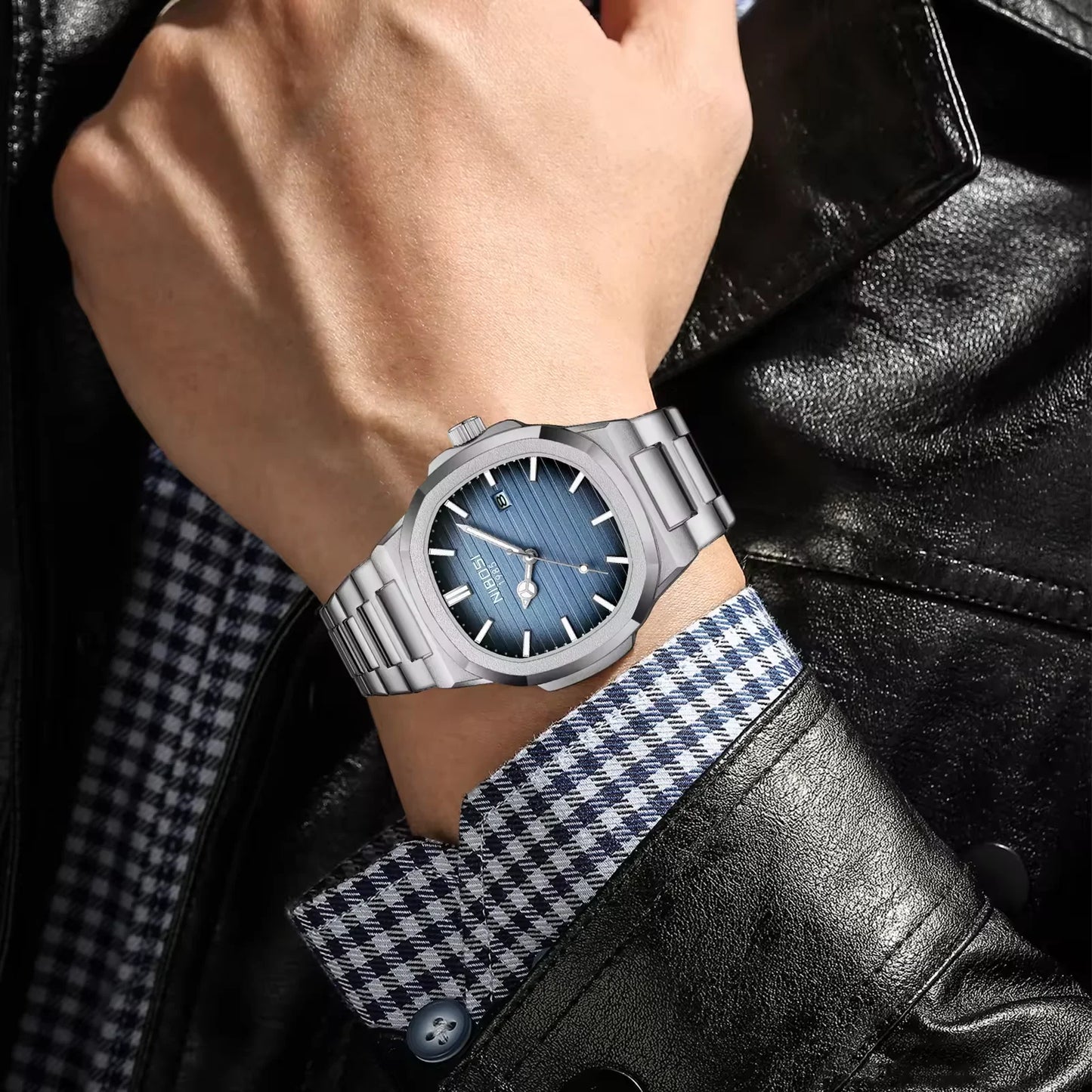 NIBOSI 2632 Fashion Luxury New Design Stainless Steel Band Alloy Case Movement Waterproof Mens Quartz Watch