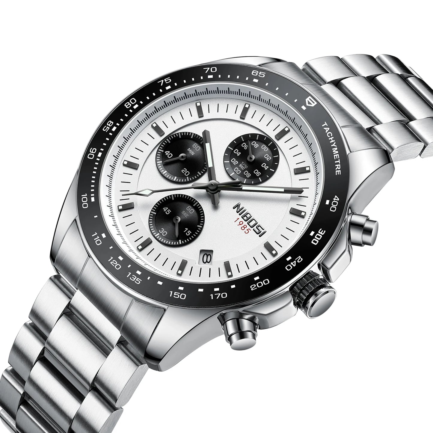 NIBOSI 2636 Men's Three-eye Business Quartz Watch Cross-border Solid Steel Band Fashion Watches Luxury Men's Wristwatch