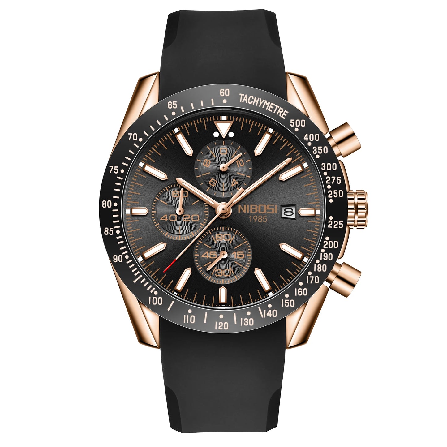 NIBOSI 2615 Chronograph Auto Date Waterproof Luminous Hands Quartz Watch With Small Three Needle