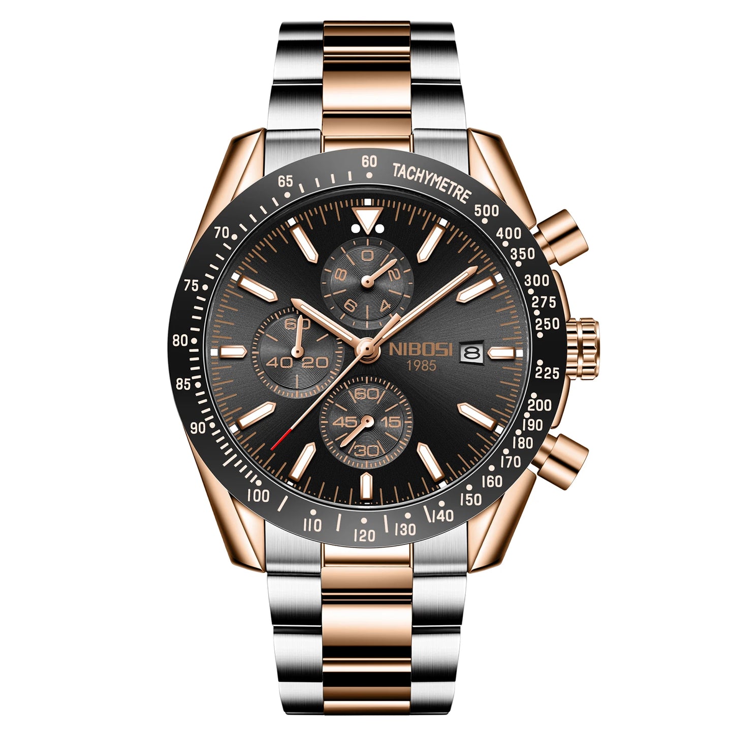 NIBOSI 2615 Chronograph Auto Date Waterproof Luminous Hands Quartz Watch With Small Three Needle
