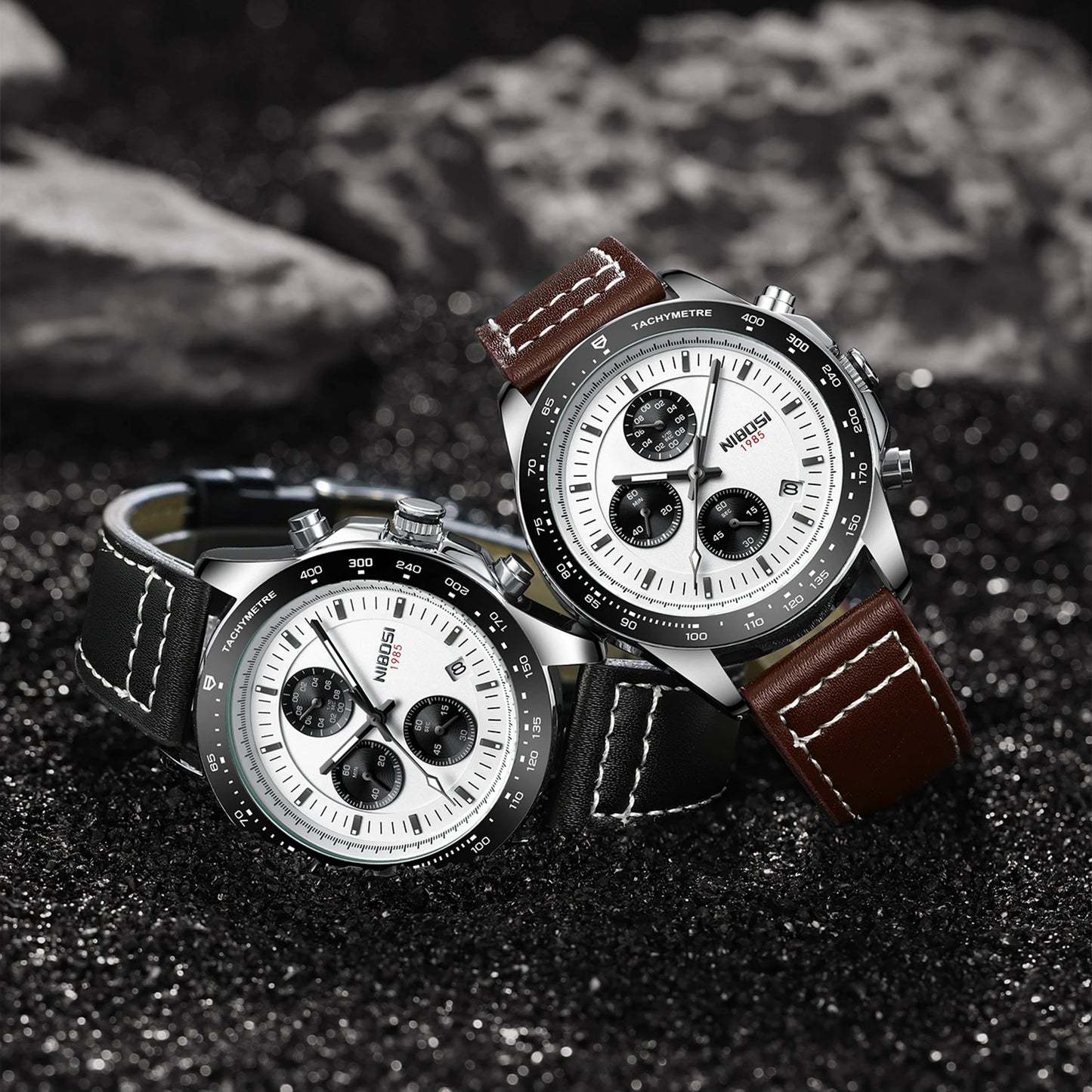 NIBOSI 2636 Men's Three-eye Business Quartz Watch Cross-border Solid Steel Band Fashion Watches Luxury Men's Wristwatch