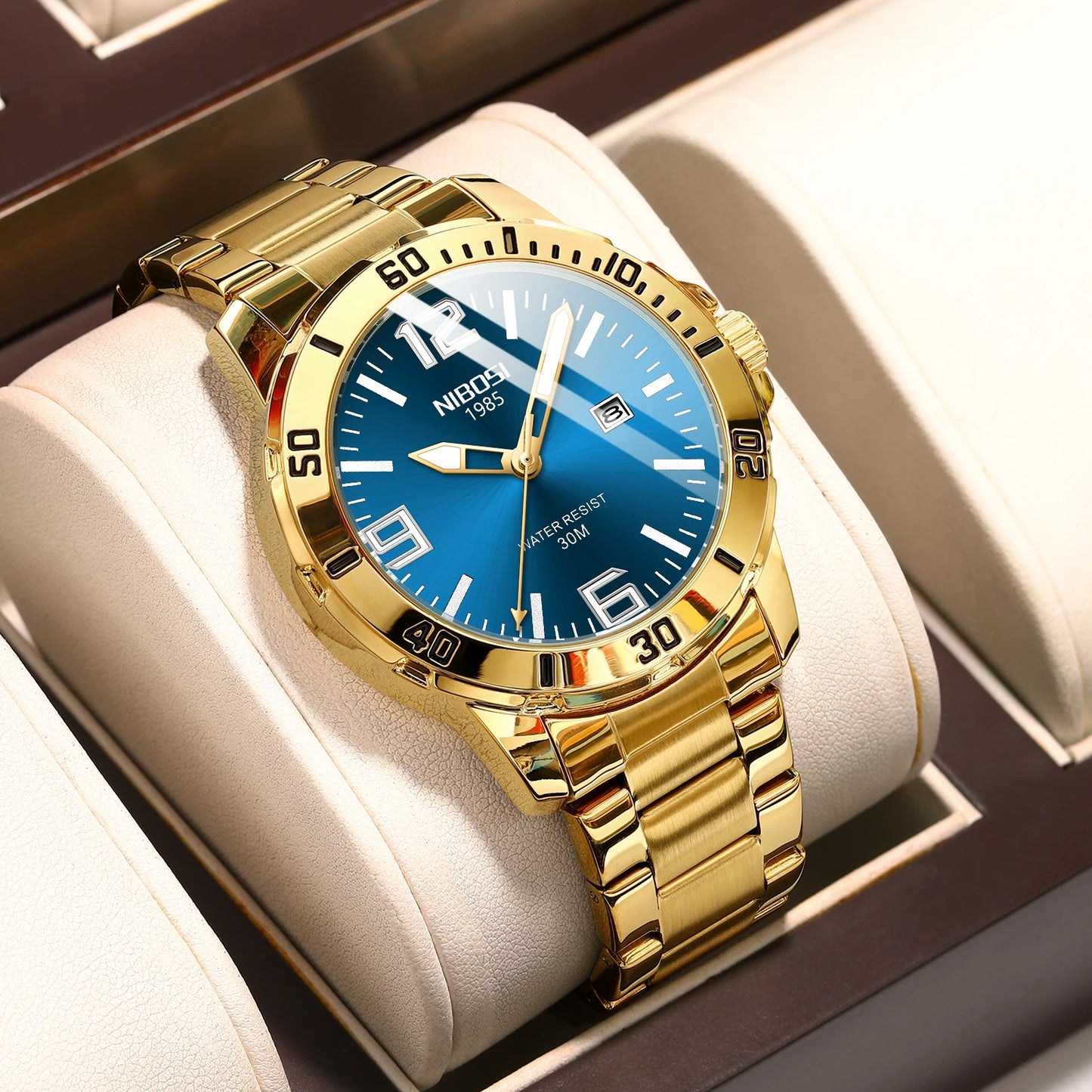 NIBOSI 2589 Watches Wholesale Economic Waterproof Quartz Watch Men Fashion Stainless Steel Strap Wristwatch