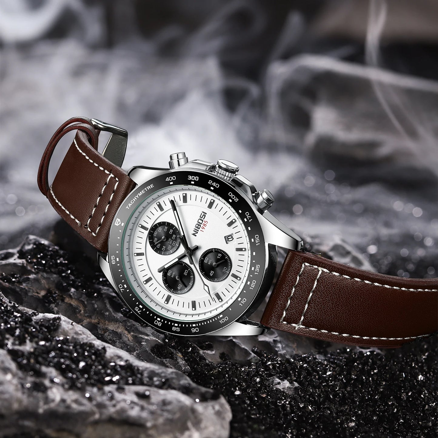 NIBOSI 2636 Men's Three-eye Business Quartz Watch Cross-border Solid Steel Band Fashion Watches Luxury Men's Wristwatch