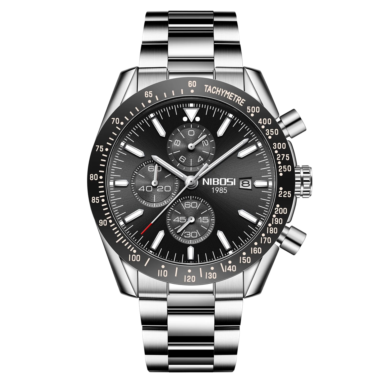 NIBOSI 2615 Chronograph Auto Date Waterproof Luminous Hands Quartz Watch With Small Three Needle