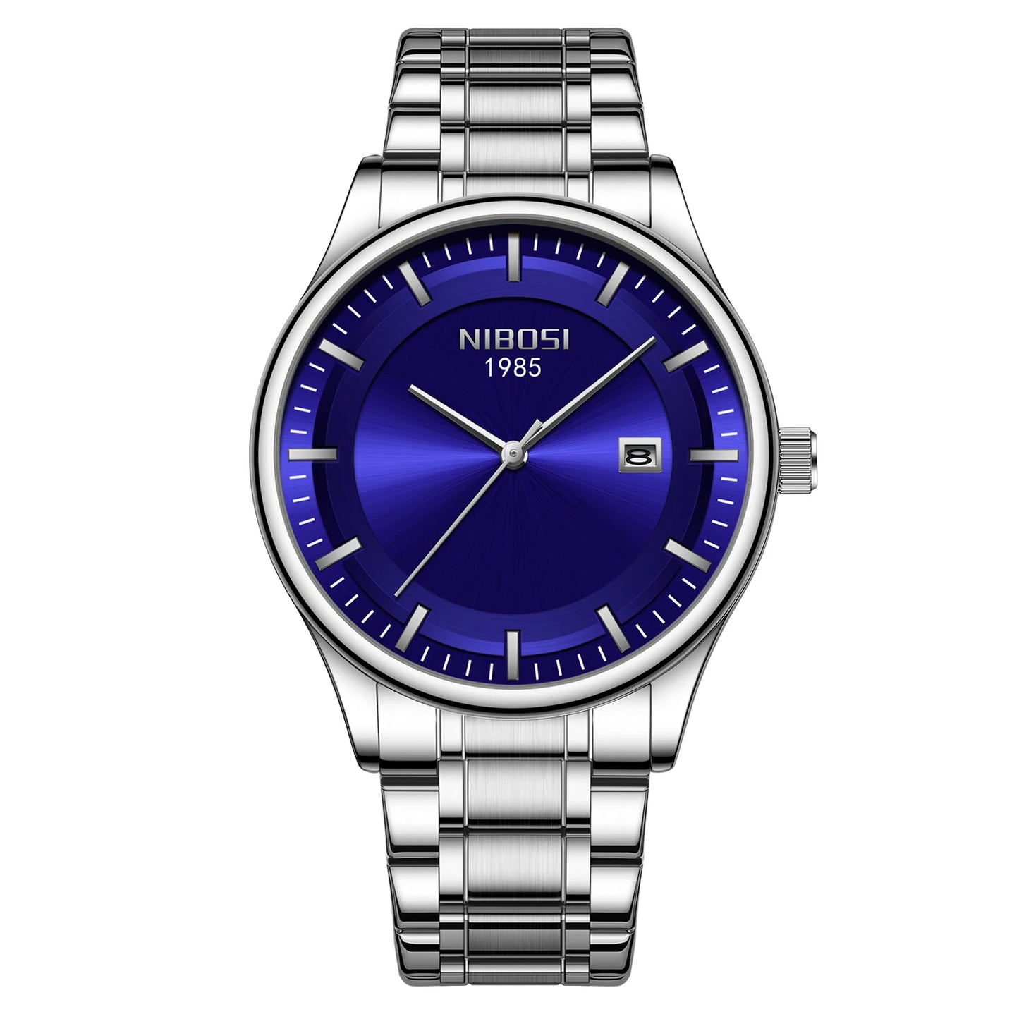 NIBOSI 2631 Business Men Auto Date Stainless Steel Band 3ATM Waterproof Quartz Wrist Watch