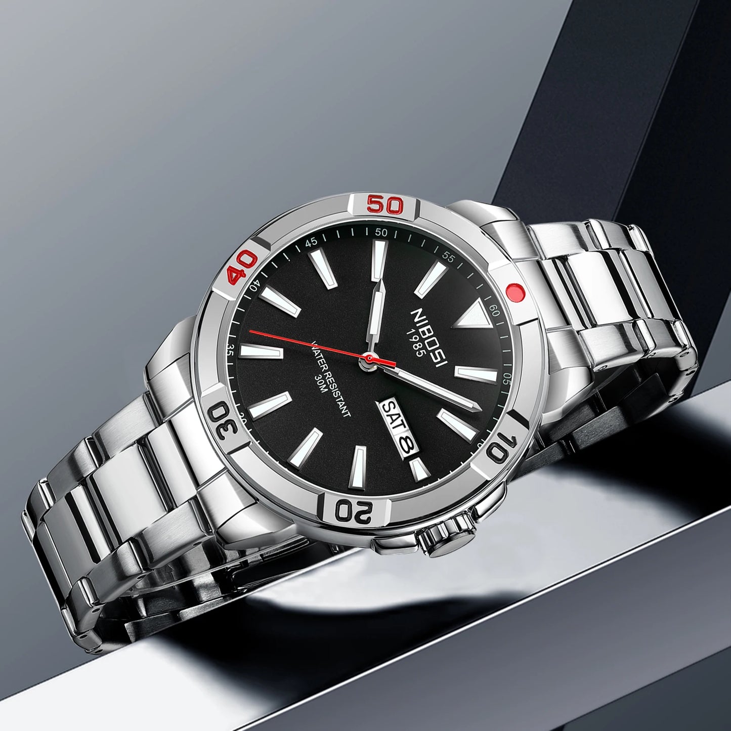 NIBOSI 2660 Top 10 Brands Made in China Male Clock Stainless Steel Band Water Resist Date Display Low Moq Casual Watch