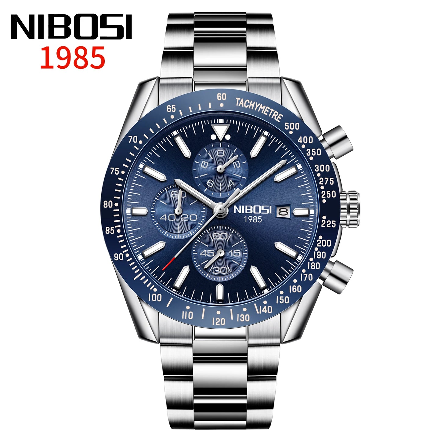 NIBOSI 2615 Chronograph Auto Date Waterproof Luminous Hands Quartz Watch With Small Three Needle