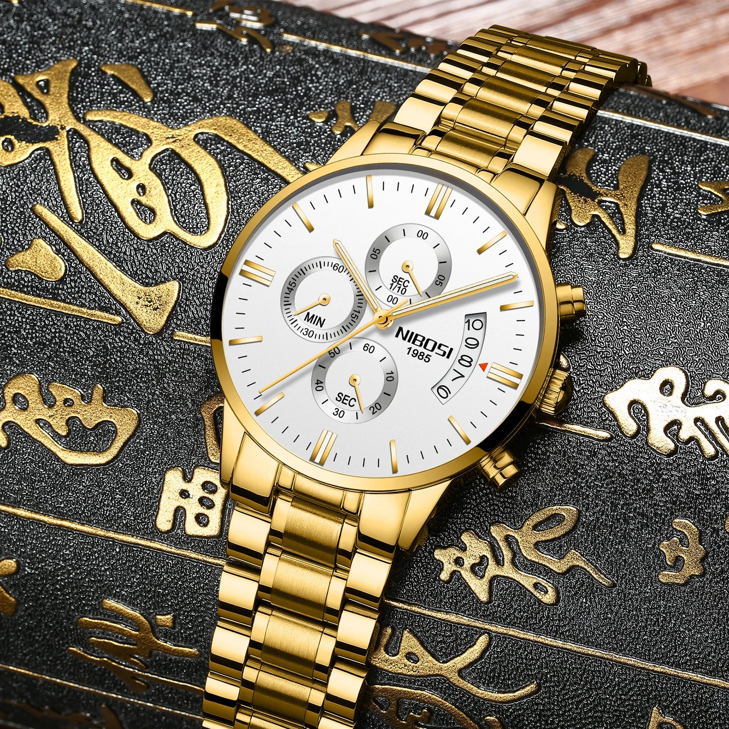 NIBOSI 2309 Wholesale Solid Stainless Steel Band Multi Function NIBOSI Mens Watch