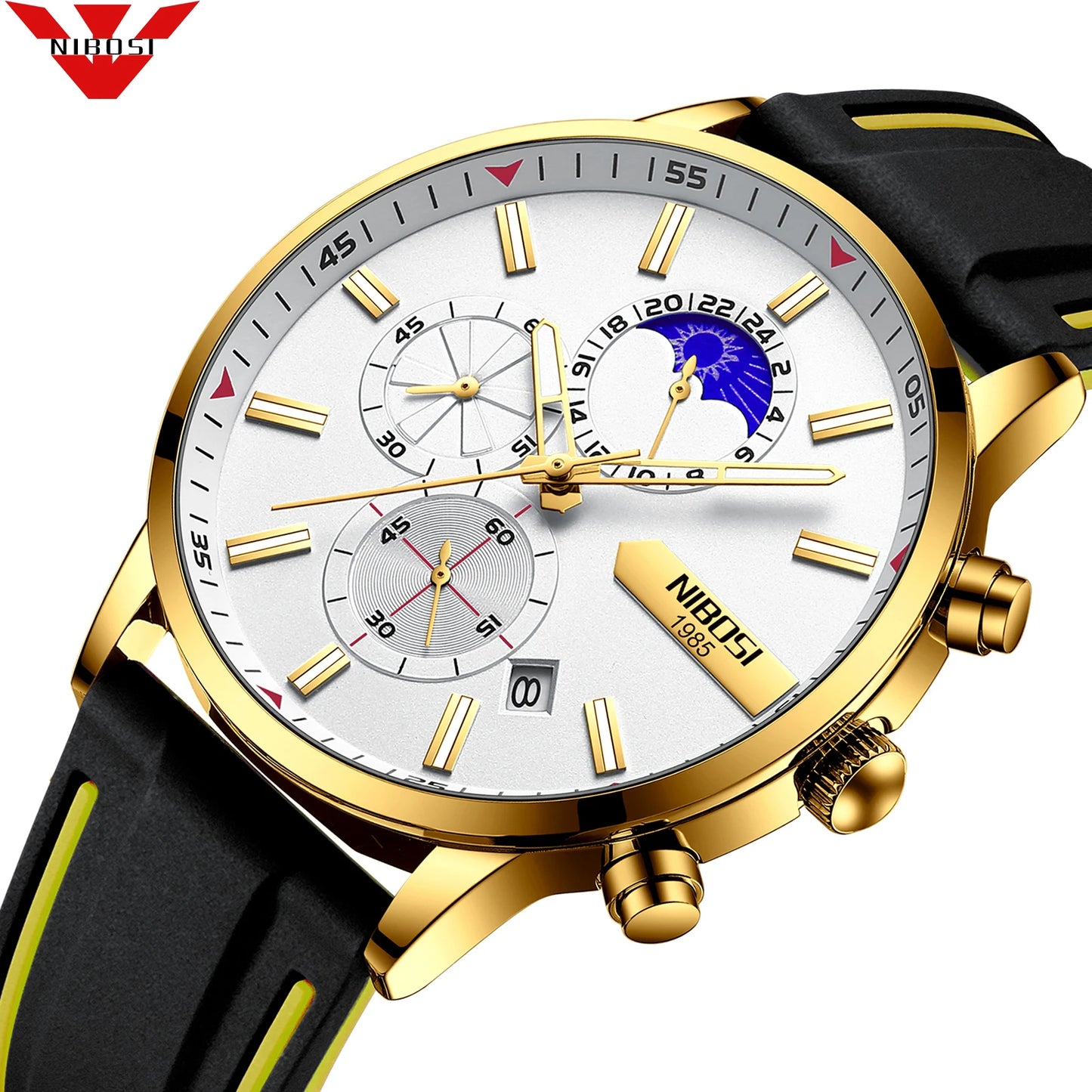 NIBOSI 2501 Sport Chronograph Mens Watches Top Brand Luxury Quartz Clock Waterproof Luminous Watch Men Relogio Masculino