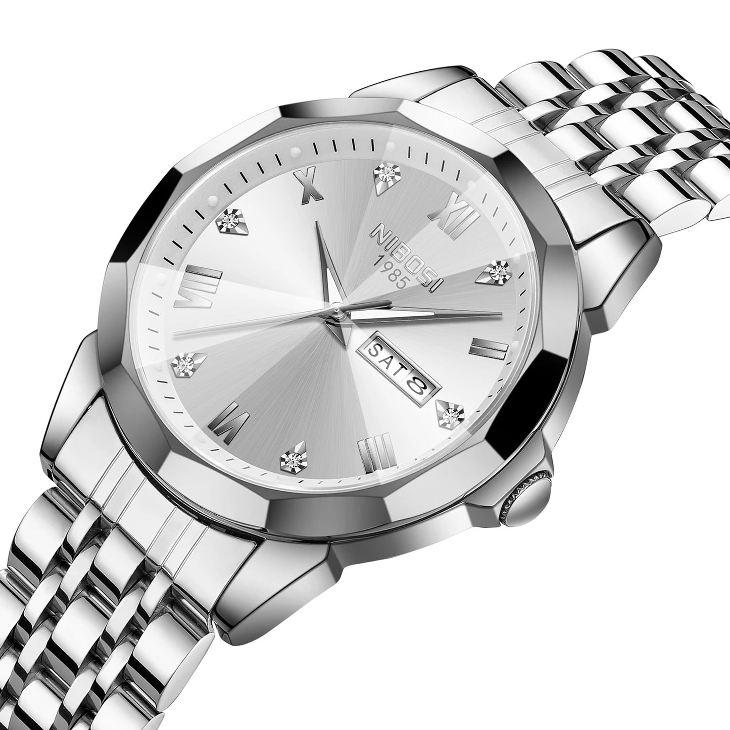 2623 Men's Luxury Stainless Steel Band Quartz Watch Waterproof Luminous Business Wristwatch with Dial Mechanical Type for Men