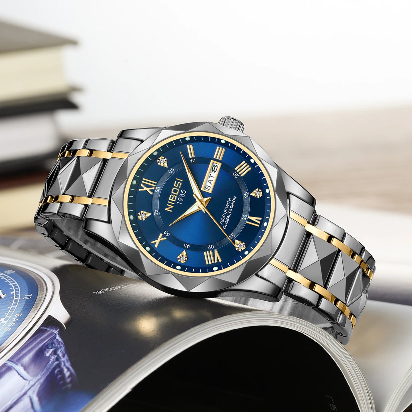 NIBOSI 2682 New Arrivals Fashion Luxury Men Watch Reloj Stainless Steel Wristwatch Waterproof Luminous Quartz Watches for Men