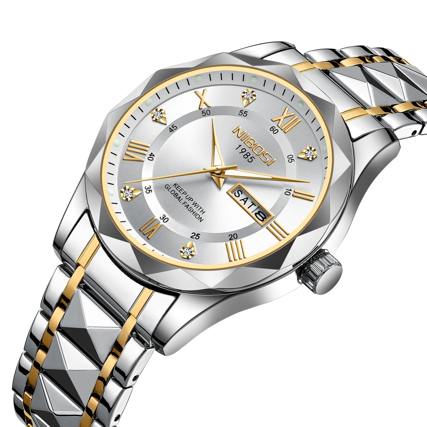 NIBOSI 2682 New Arrivals Fashion Luxury Men Watch Reloj Stainless Steel Wristwatch Waterproof Luminous Quartz Watches for Men