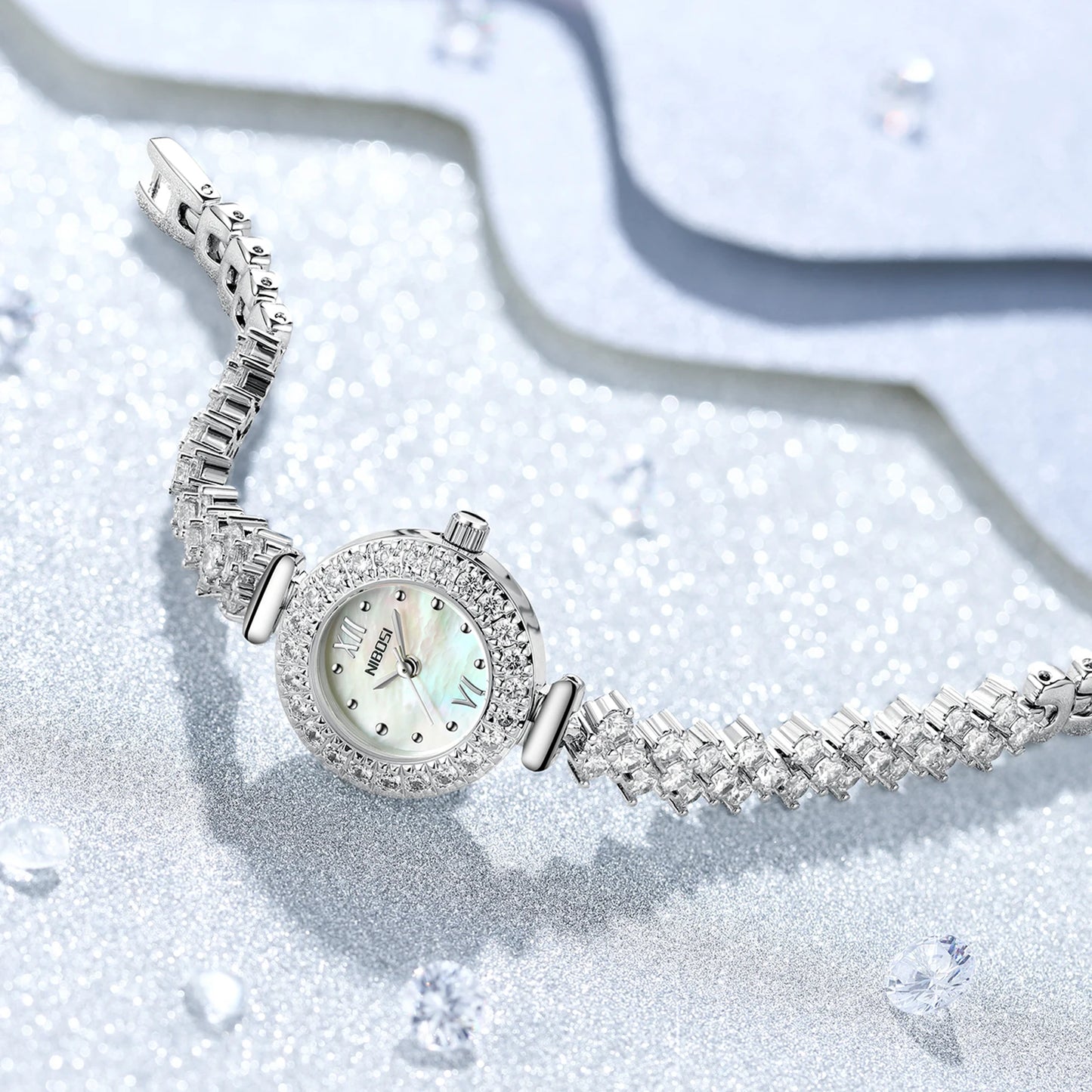 NIBOSI 2676 Fashion Luxury Jewelry Bracelet Strap Stainless Steel Strap Water Proof Women Quartz Watch