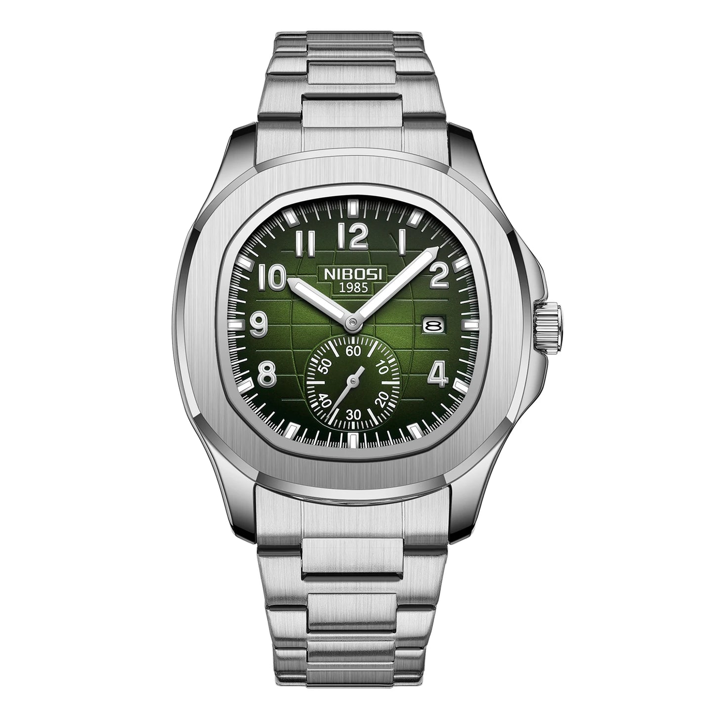 NIBOSI 2653 Fashion Mens Trendy Auto Date Chronograph Stainless Steel Band Quartz Watch