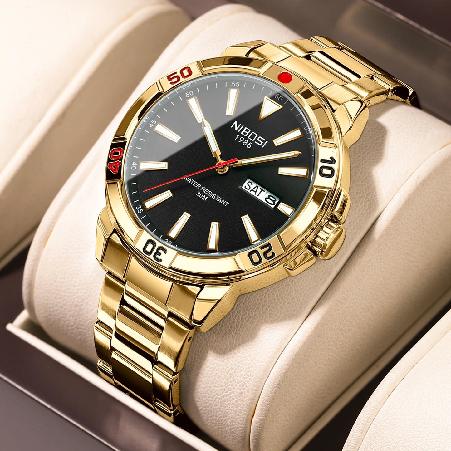 NIBOSI 2660 Top 10 Brands Made in China Male Clock Stainless Steel Band Water Resist Date Display Low Moq Casual Watch