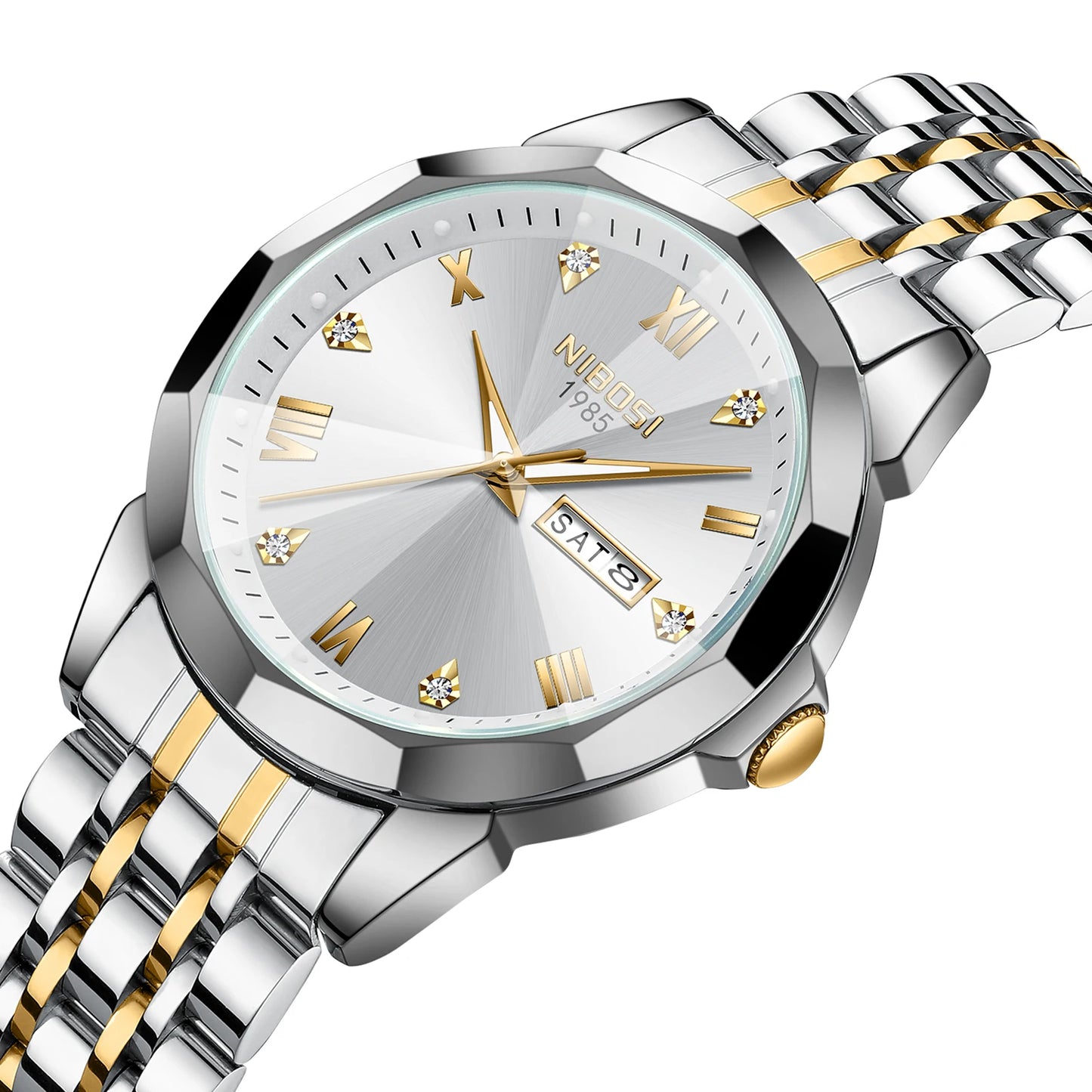 2623 Men's Luxury Stainless Steel Band Quartz Watch Waterproof Luminous Business Wristwatch with Dial Mechanical Type for Men