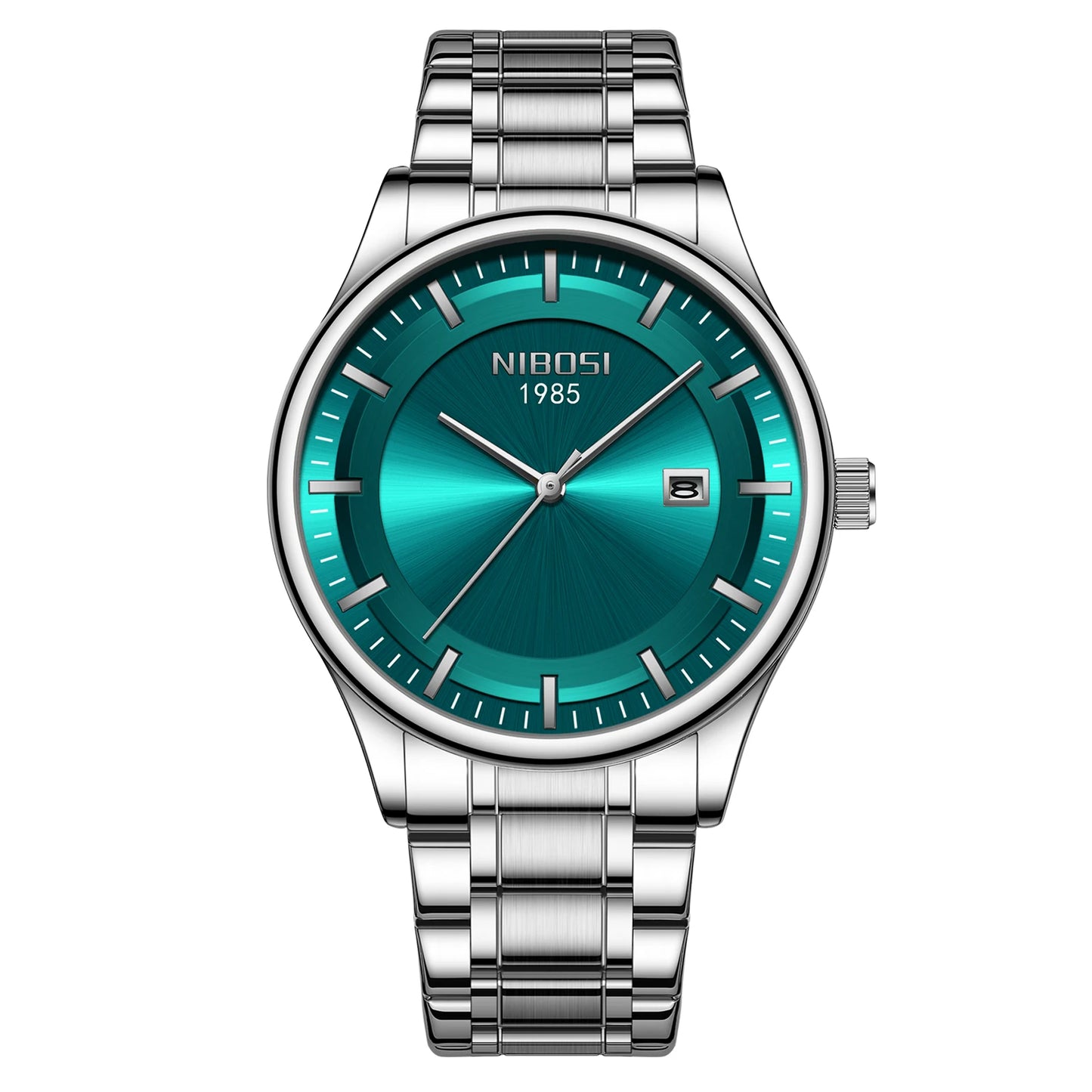 NIBOSI 2631 Business Men Auto Date Stainless Steel Band 3ATM Waterproof Quartz Wrist Watch