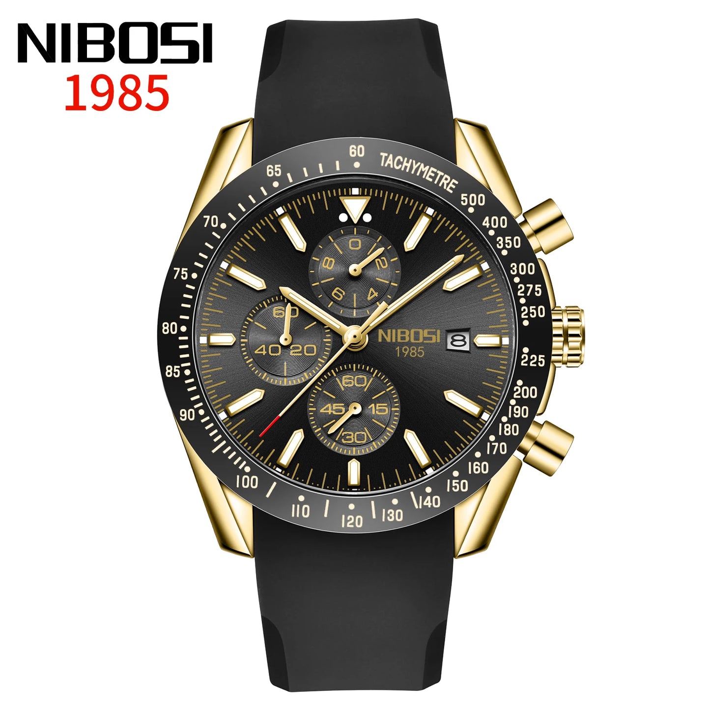 NIBOSI 2615 Chronograph Auto Date Waterproof Luminous Hands Quartz Watch With Small Three Needle
