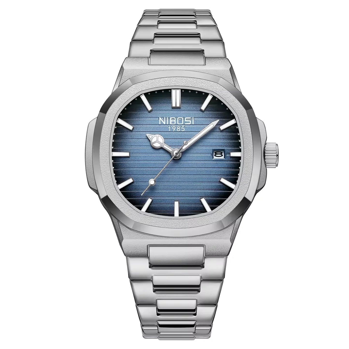 NIBOSI 2632 Fashion Luxury New Design Stainless Steel Band Alloy Case Movement Waterproof Mens Quartz Watch