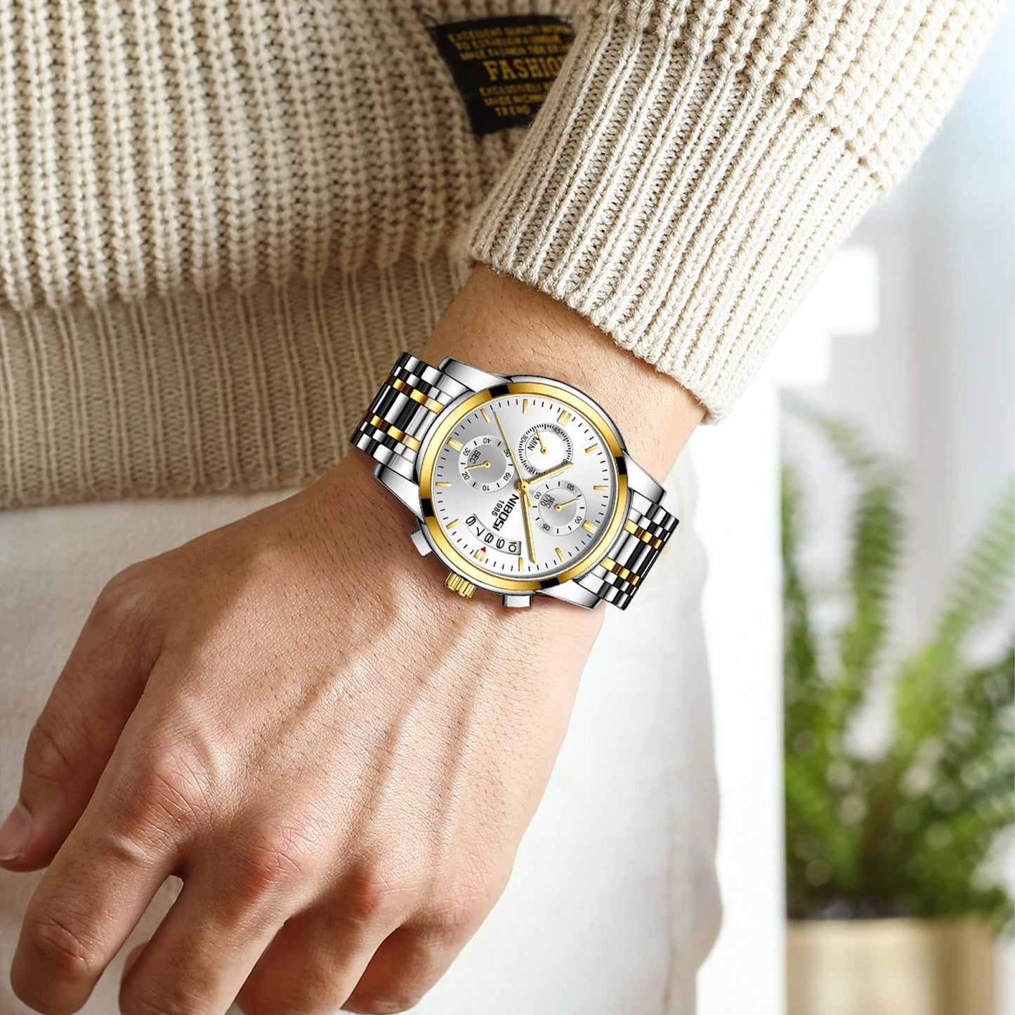 Nibosi 2353 Wrist Watch Supplier Men Analog Quartz Wristwatch Stainless Steel Band Customize Logo Watches