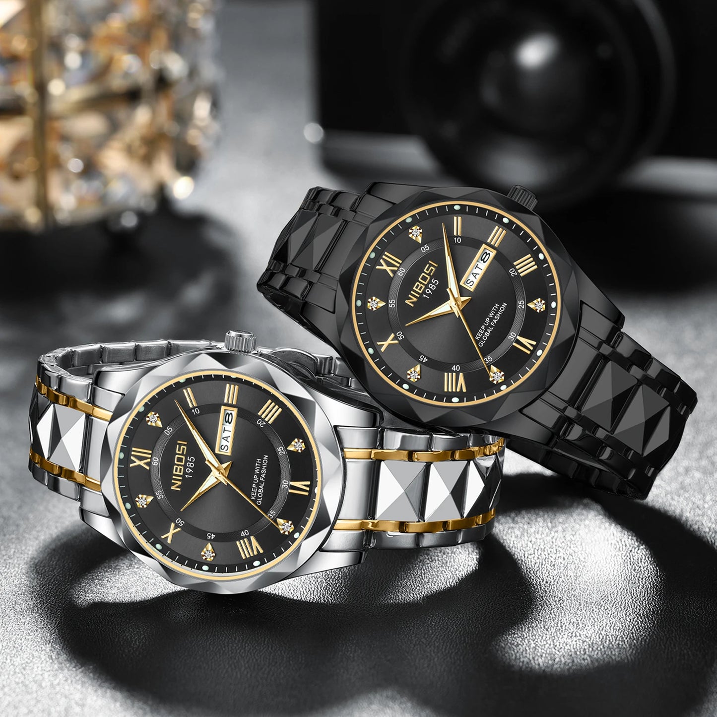 NIBOSI 2682 New Arrivals Fashion Luxury Men Watch Reloj Stainless Steel Wristwatch Waterproof Luminous Quartz Watches for Men