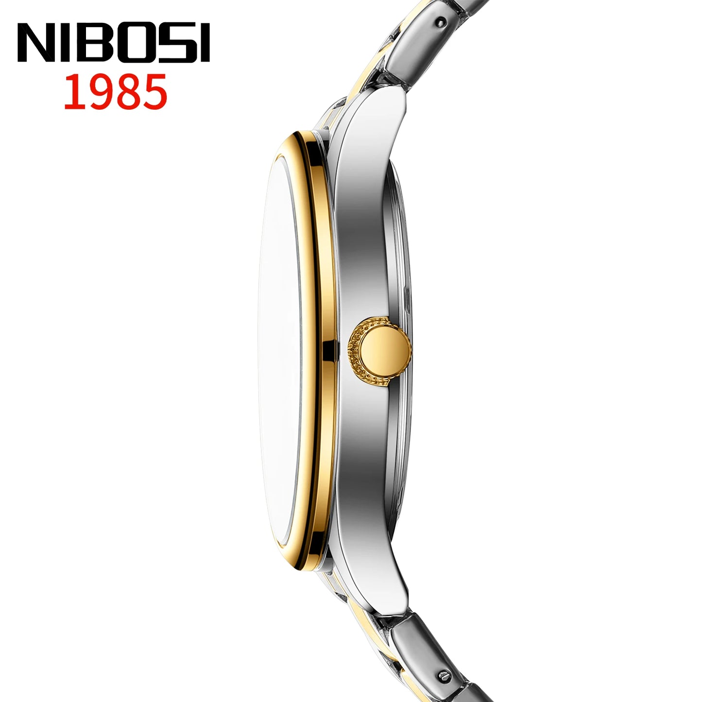 NIBOSI 2631 Business Men Auto Date Stainless Steel Band 3ATM Waterproof Quartz Wrist Watch