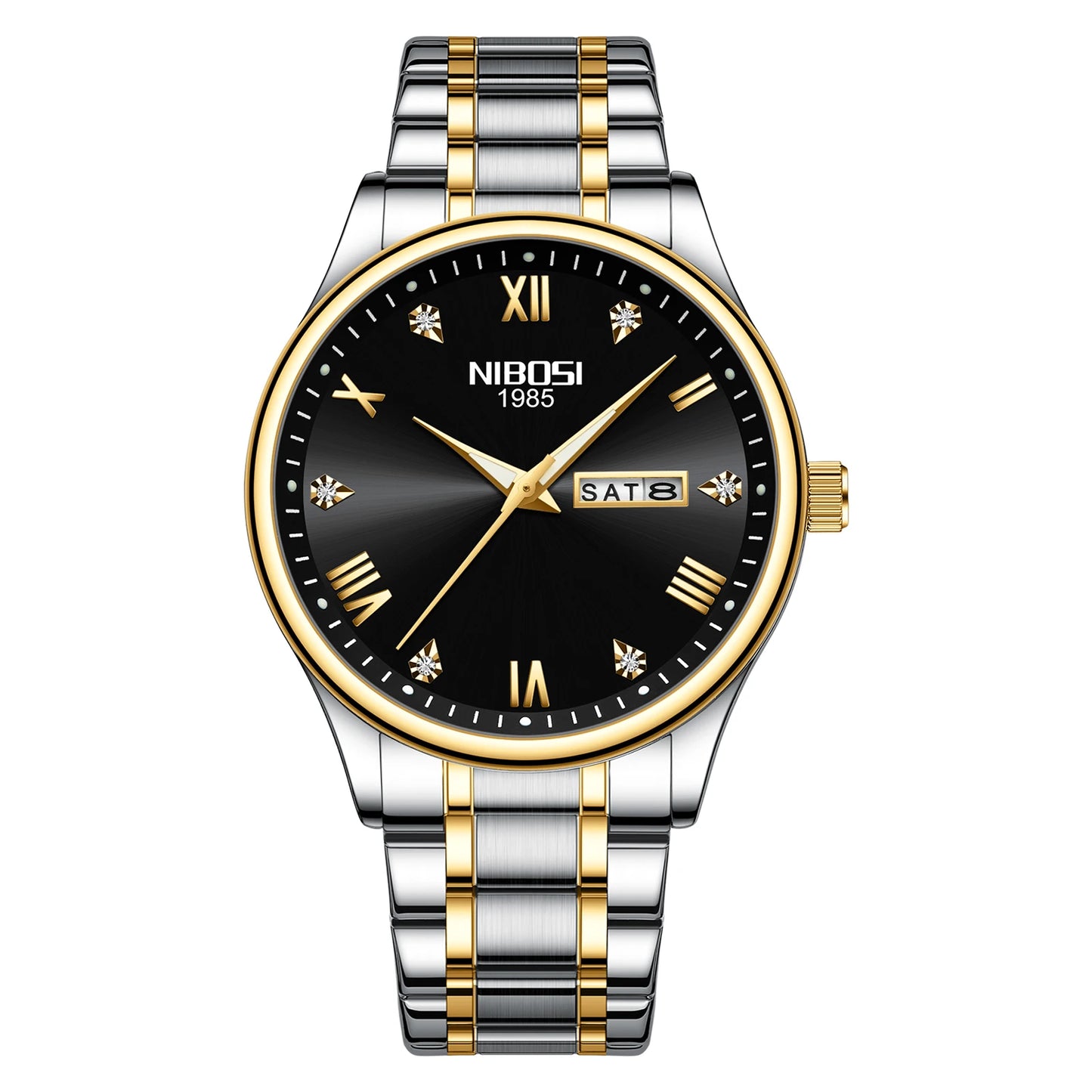 Nibosi 2626 Men's Stainless Steel Quartz Watch Waterproof Business Wristwatches Custom Logo Analog Display Glass Relojes Hombre