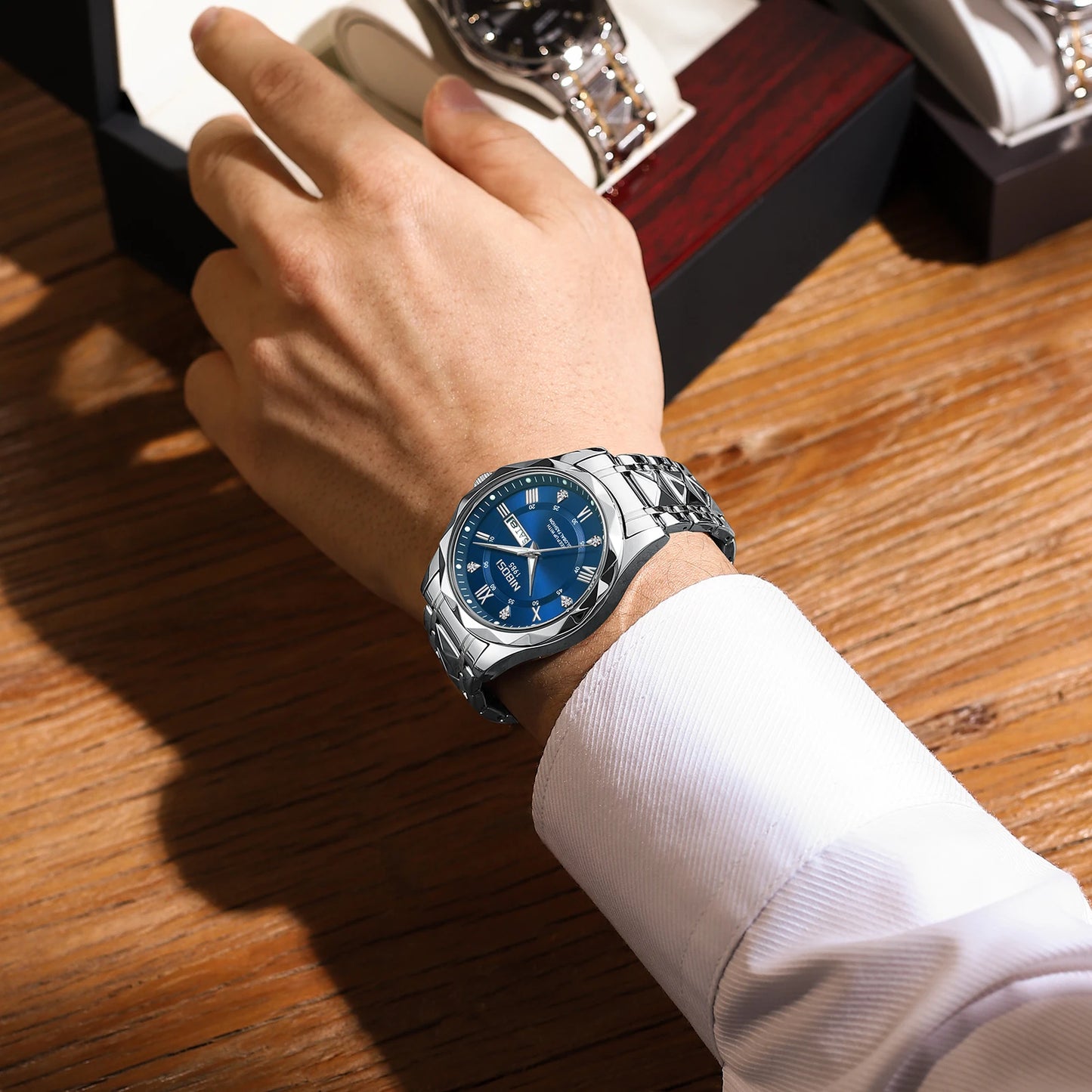 NIBOSI 2682 New Arrivals Fashion Luxury Men Watch Reloj Stainless Steel Wristwatch Waterproof Luminous Quartz Watches for Men