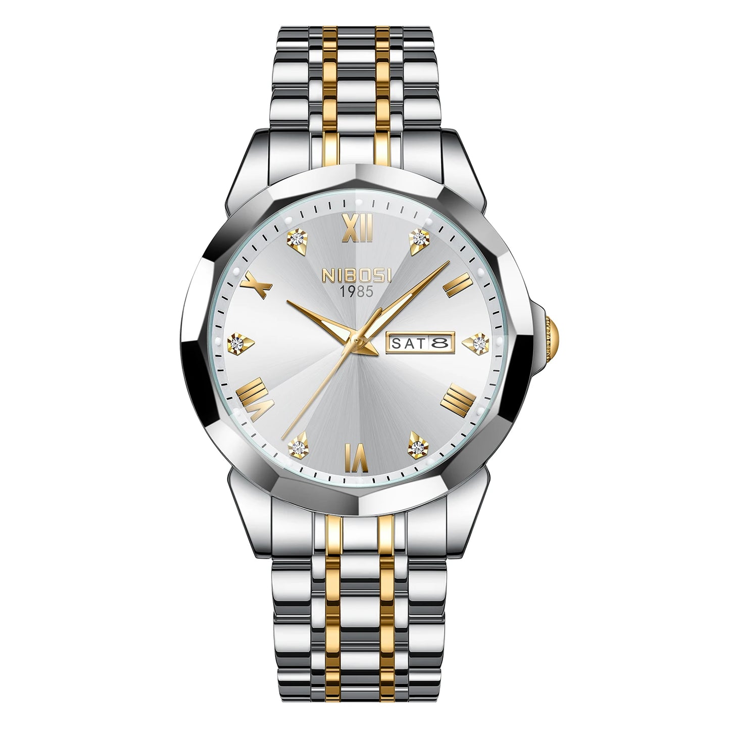 2623 Men's Luxury Stainless Steel Band Quartz Watch Waterproof Luminous Business Wristwatch with Dial Mechanical Type for Men
