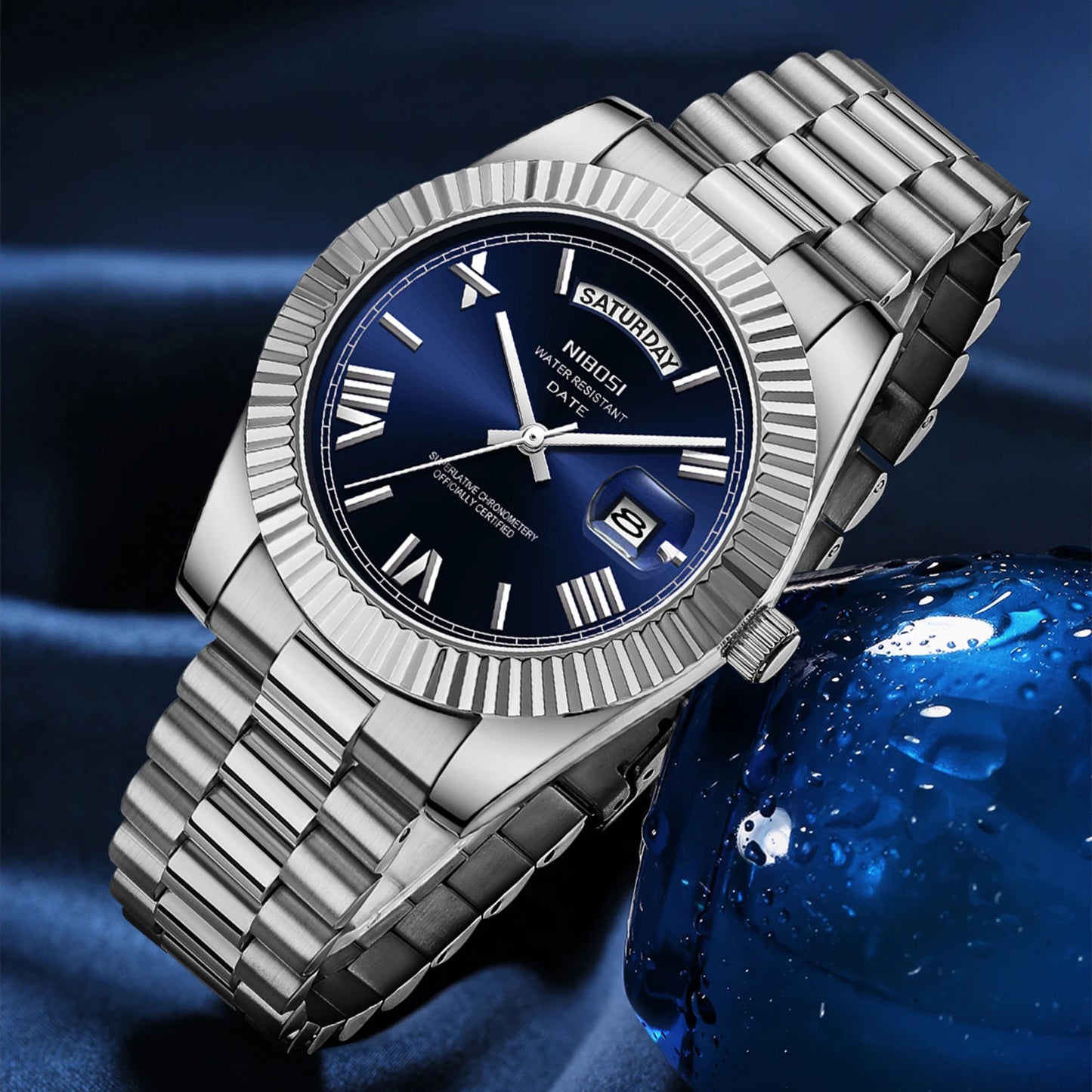 NIBOSI 2628 Customization Logo Classic Men Watch Waterproof Wristwatch OEM Stainless Steel Strap Quartz Watches