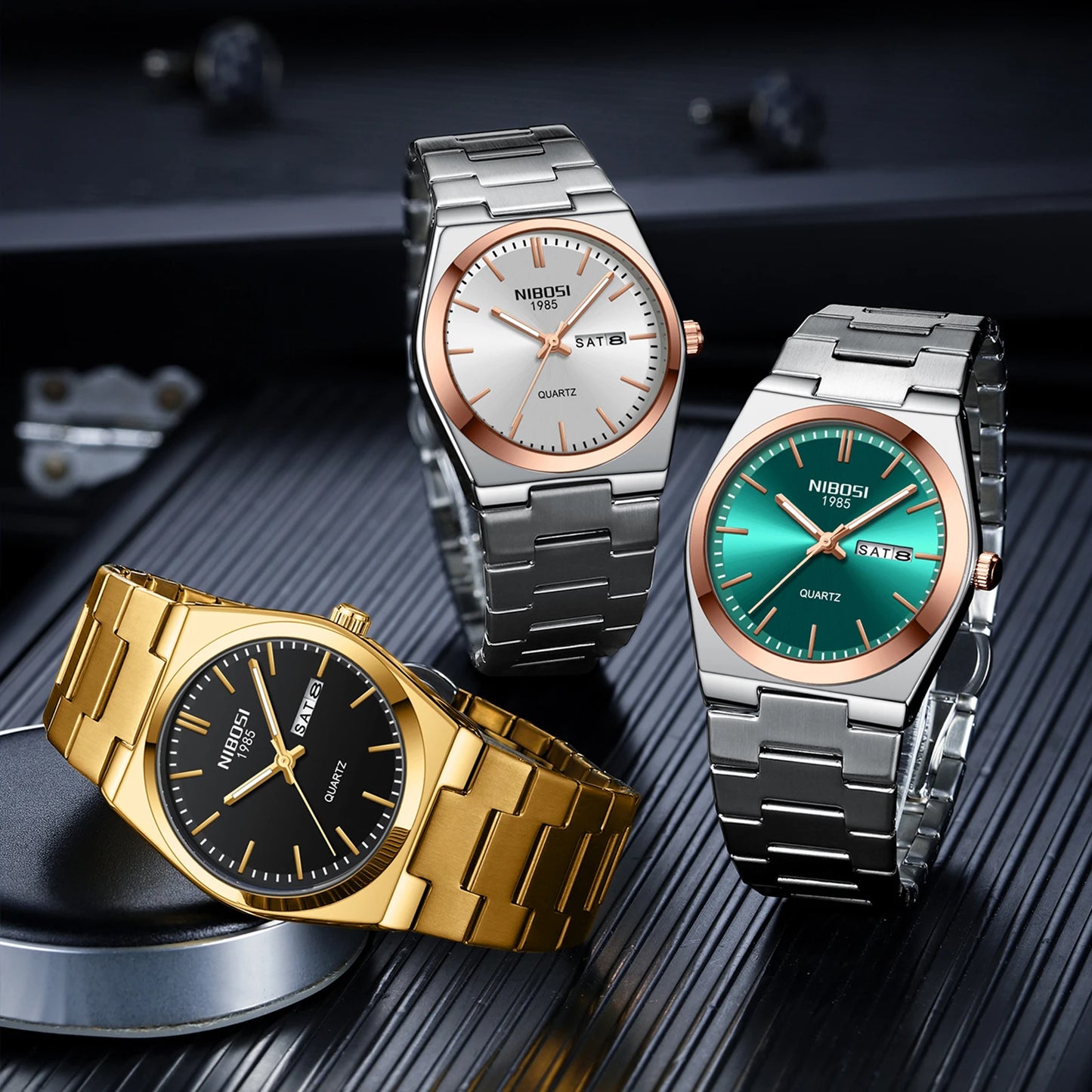 NIBOSI 2658 Simple Design Business Calendar Quartz Watches Luxury Watch for Men