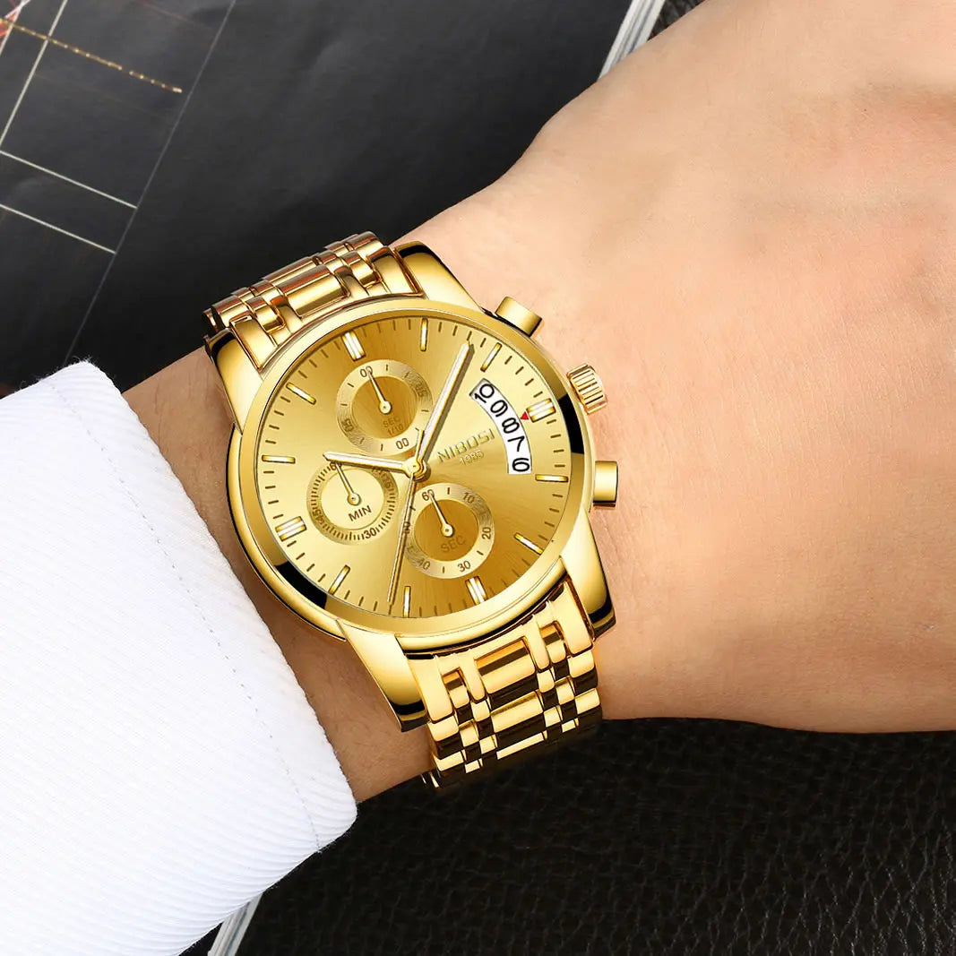 Nibosi 2353 Wrist Watch Supplier Men Analog Quartz Wristwatch Stainless Steel Band Customize Logo Watches